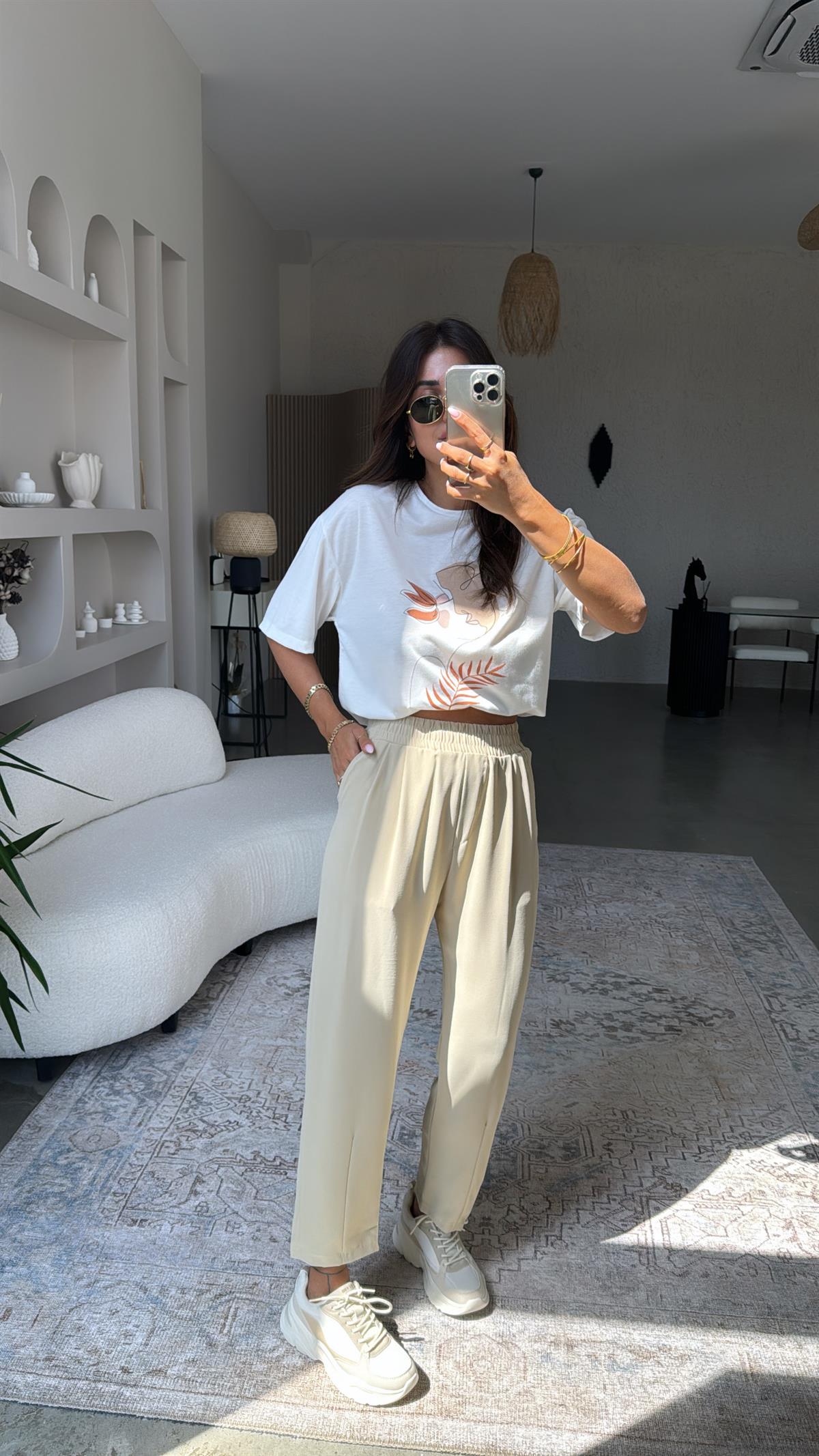 Bej Havuç Kumaş Pantolon