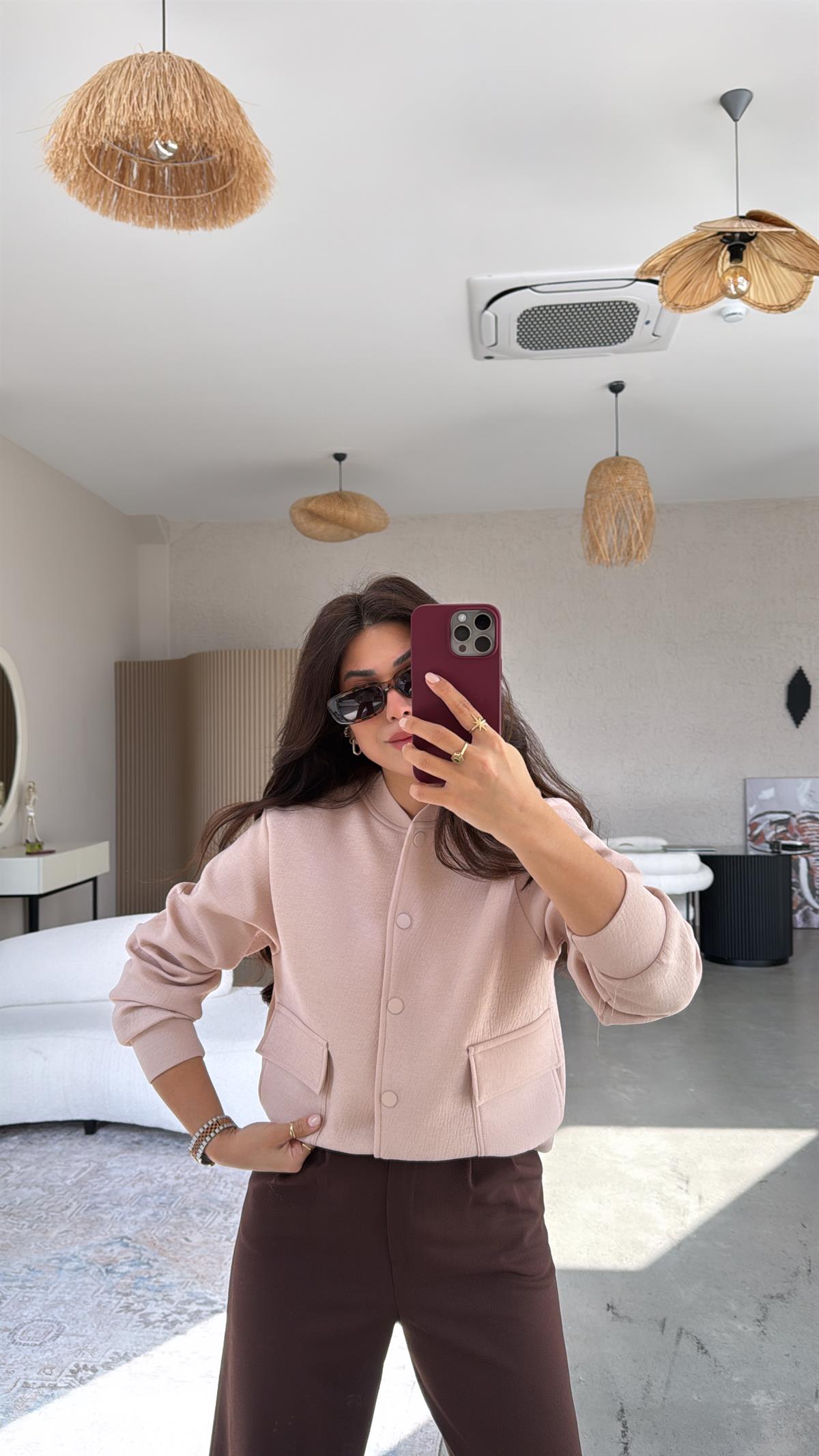 Bej Muadil Bomber Ceket