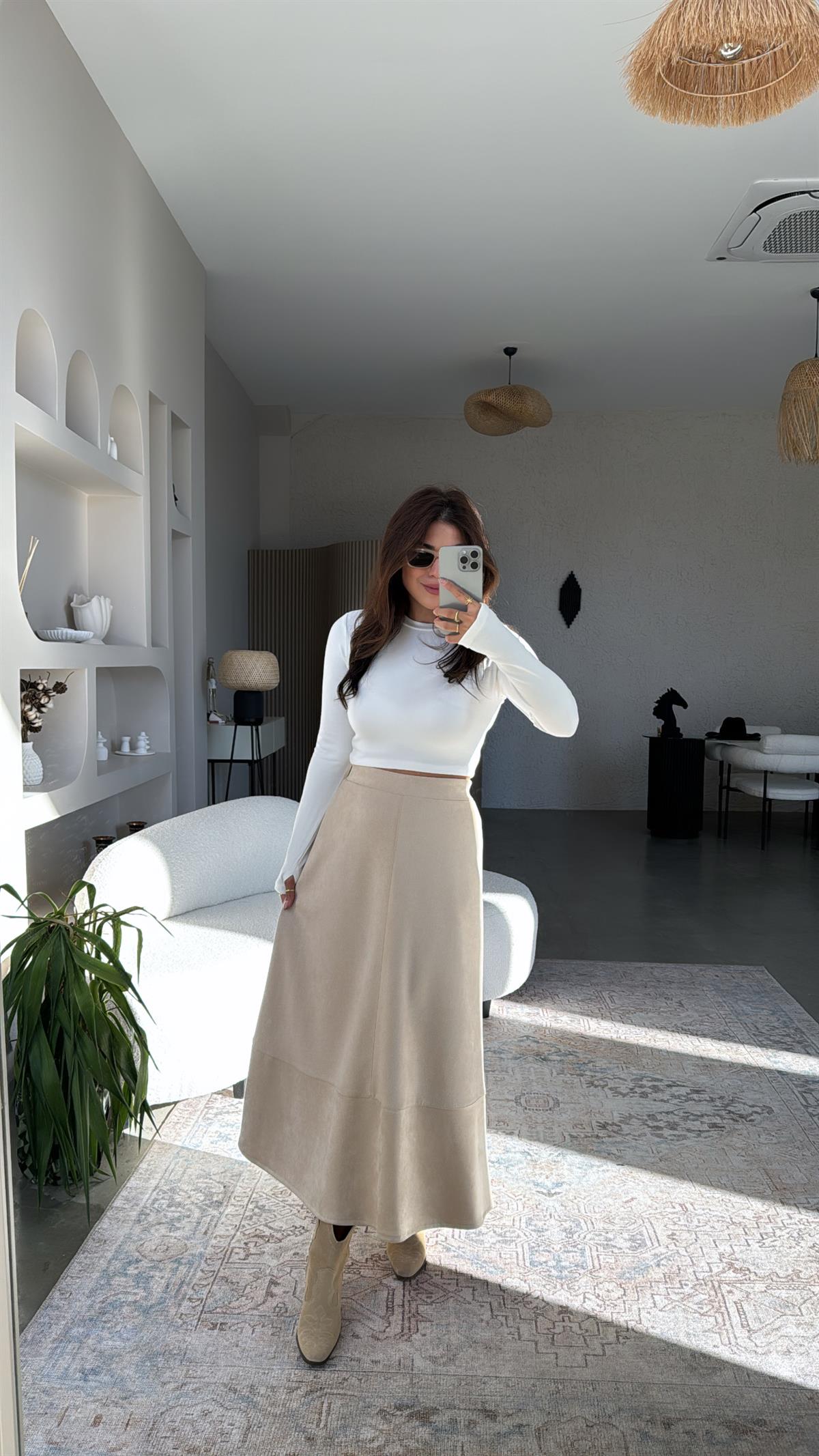 Bej Nubuk Maxi Boy Etek