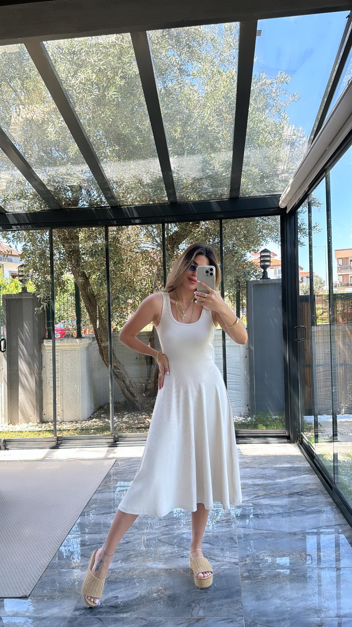 Bej Özel Üretim Kaşkorse Basic Elbise