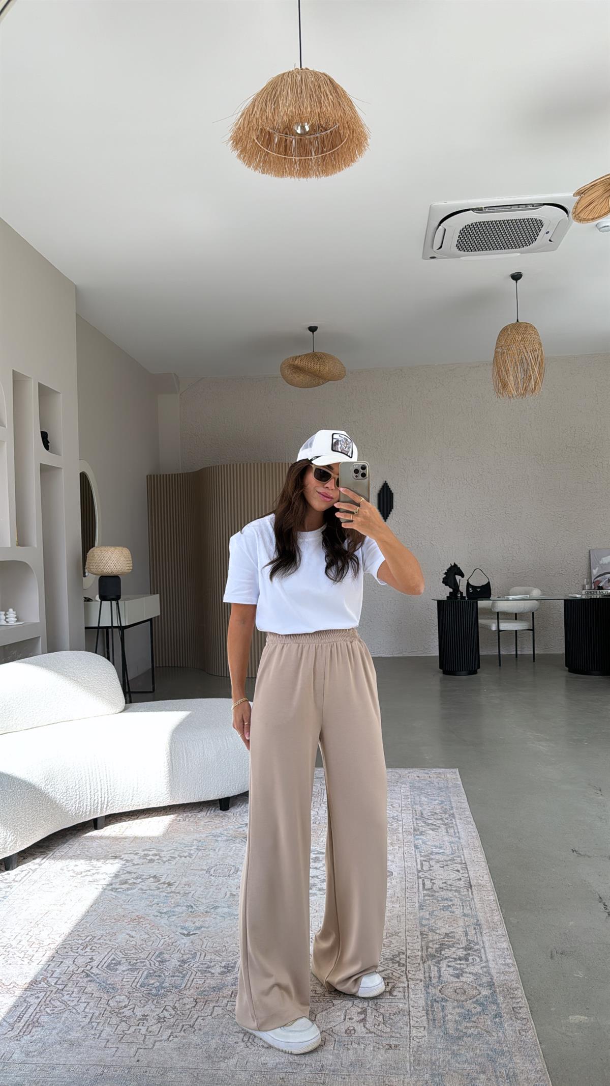 Bej Özel Üretim Modal Pantolon