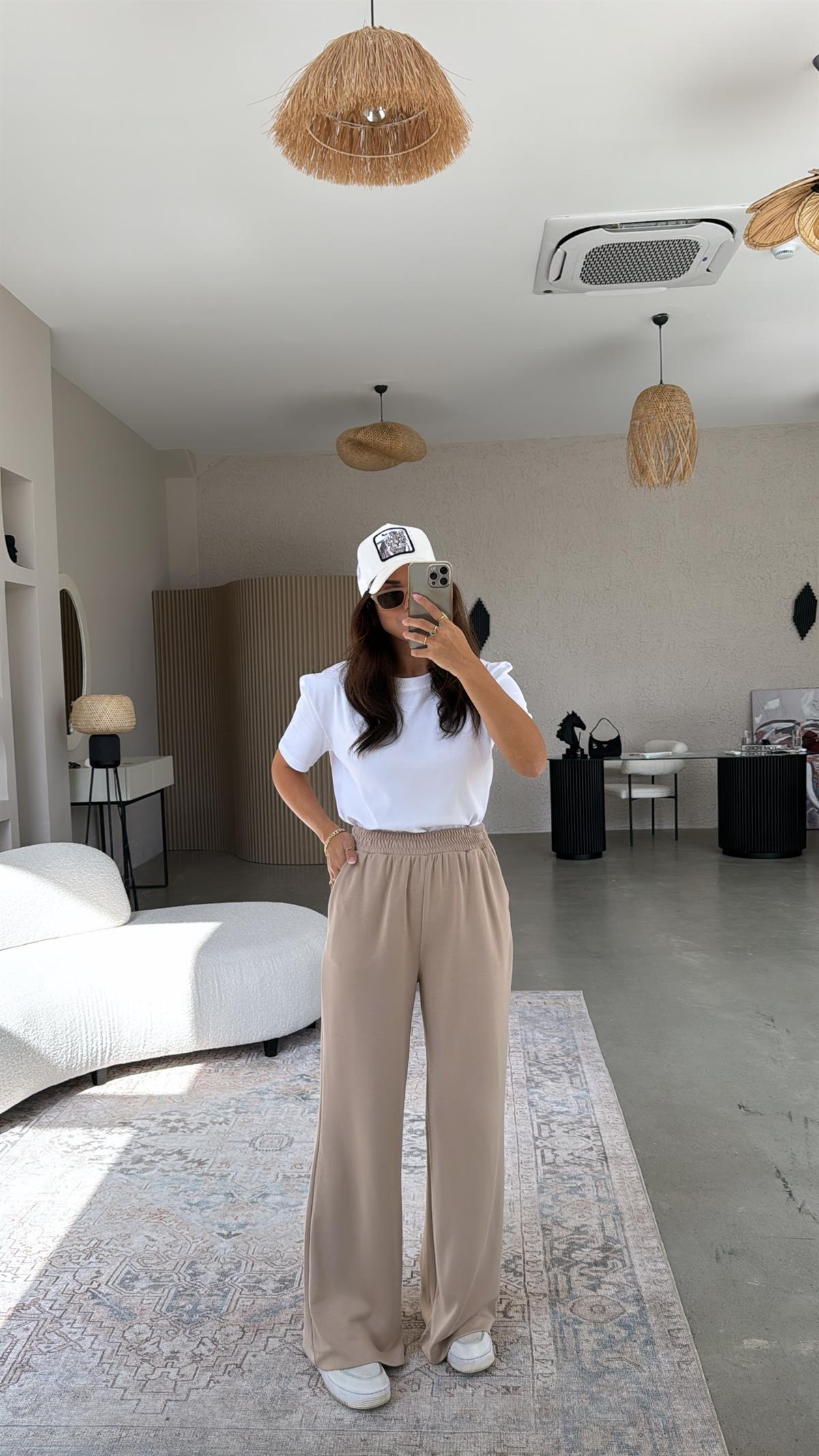 Bej Özel Üretim Modal Pantolon