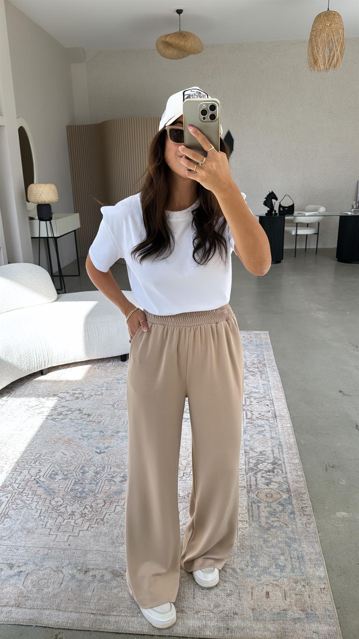 Bej Özel Üretim Modal Pantolon