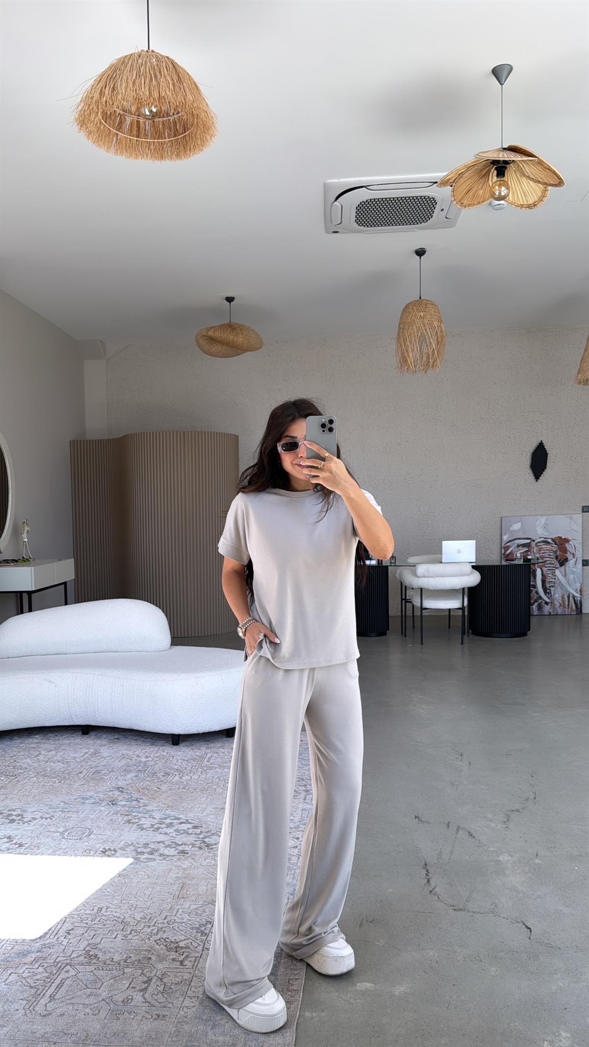 Bej Pike Modal Tensel Takım