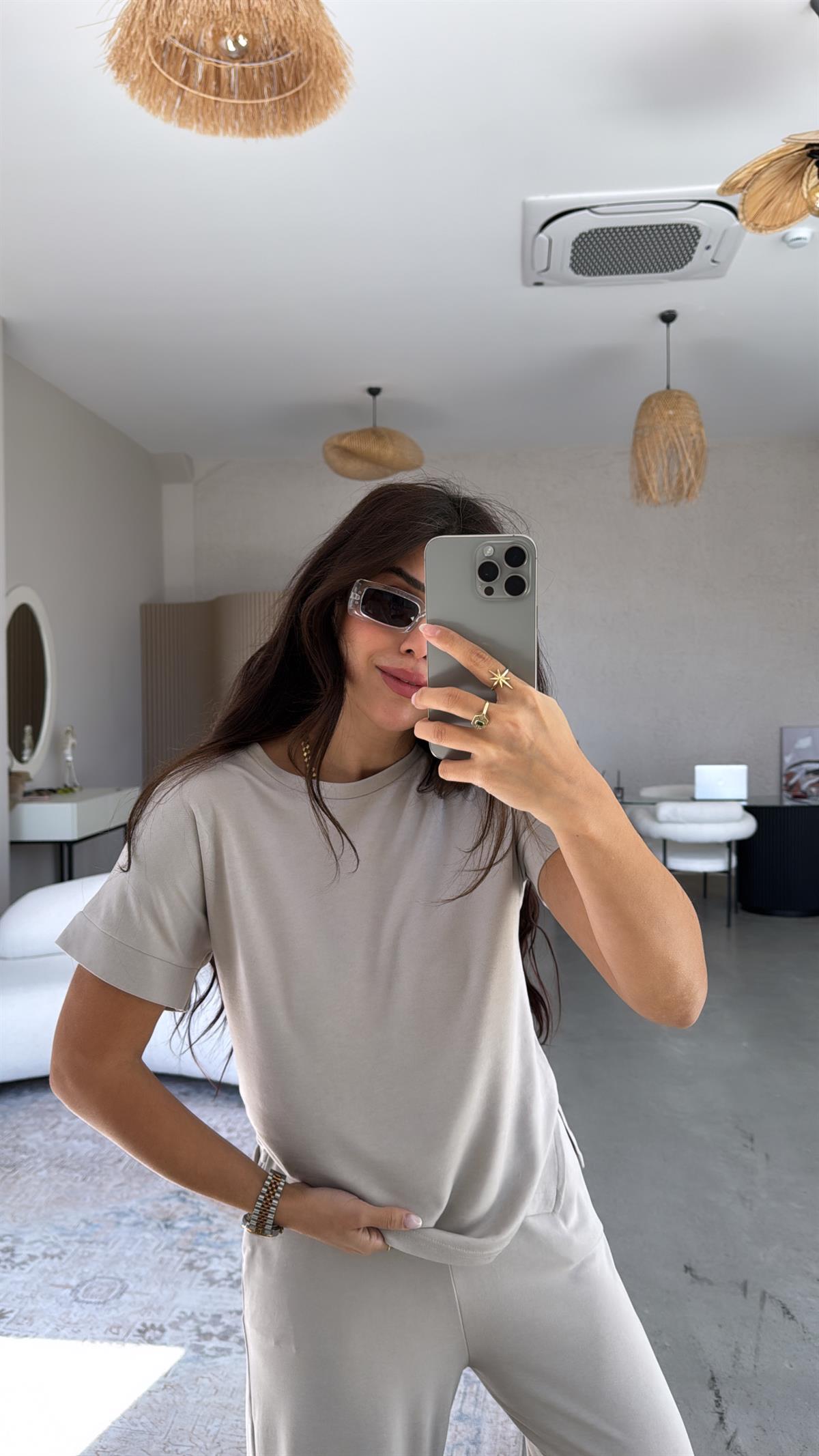 Bej Pike Modal Tensel Takım