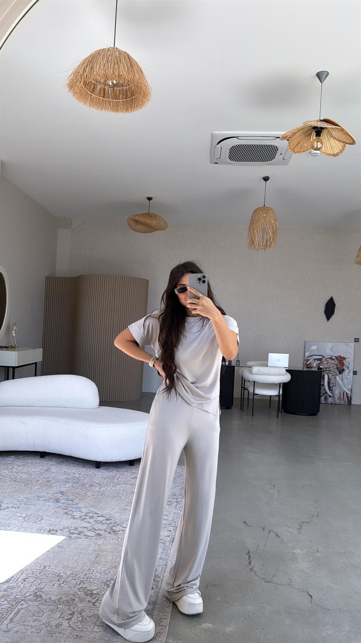 Bej Pike Modal Tensel Takım