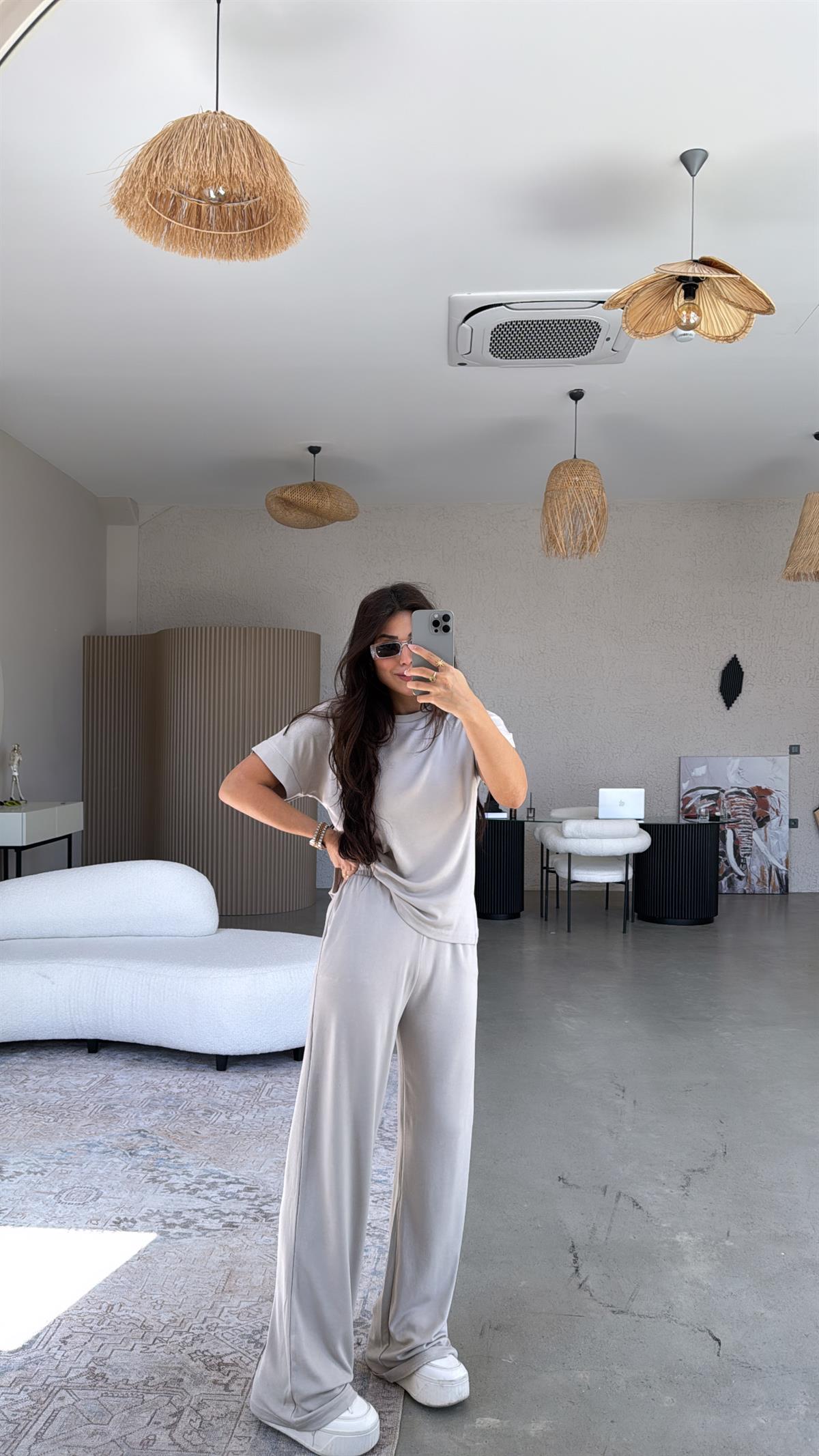 Bej Pike Modal Tensel Takım