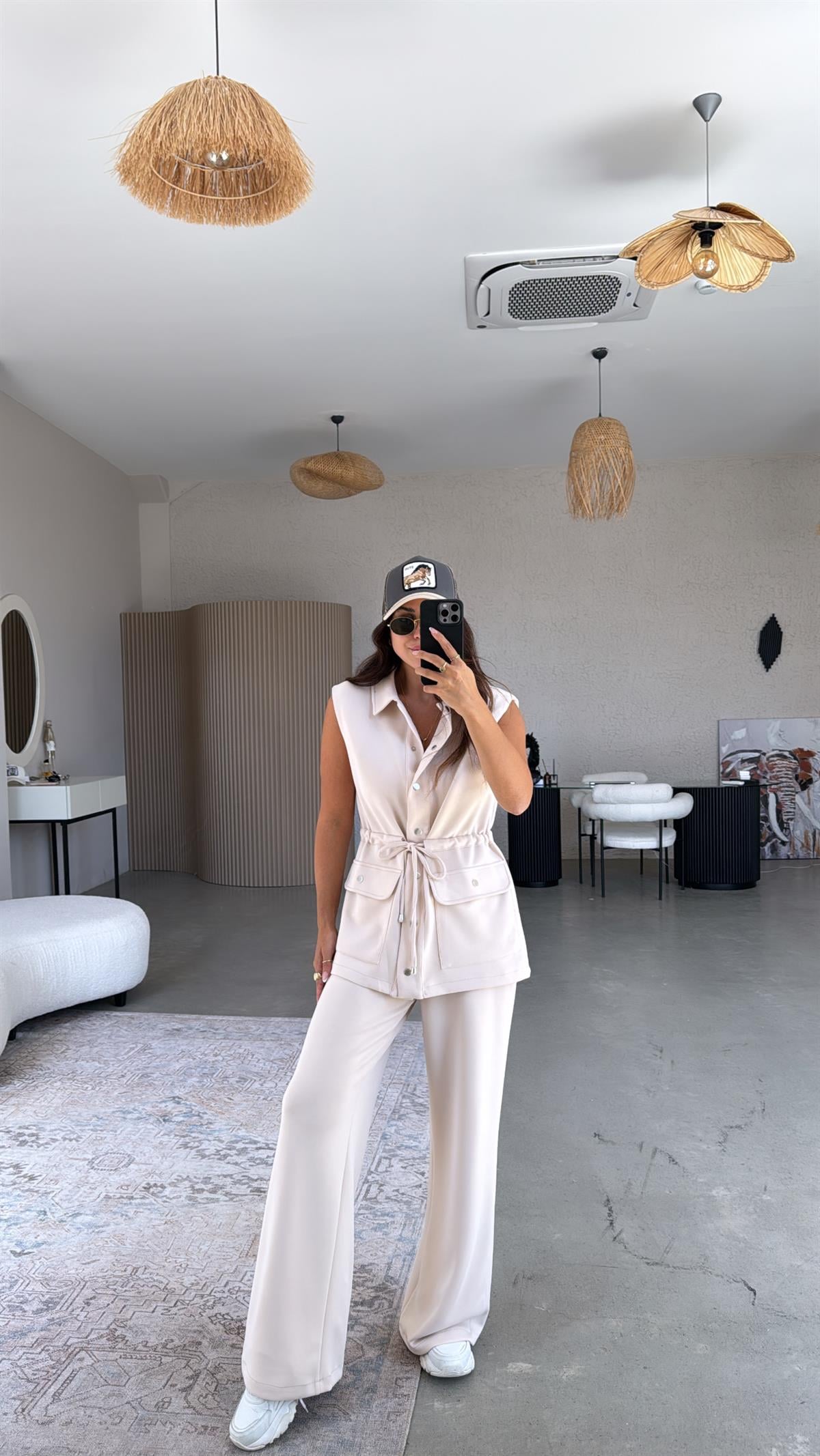 Bej Premium Modal Yelek Pantolon Takım