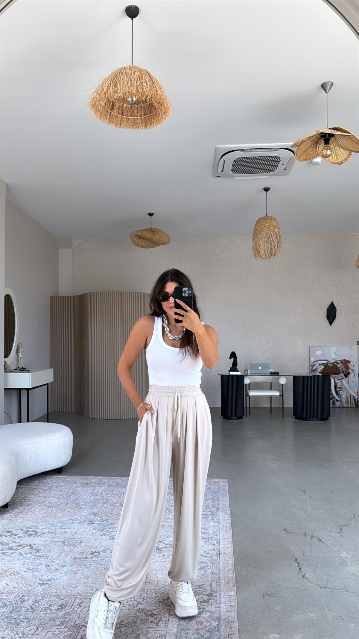 Bej Salaş Modal Şalvar