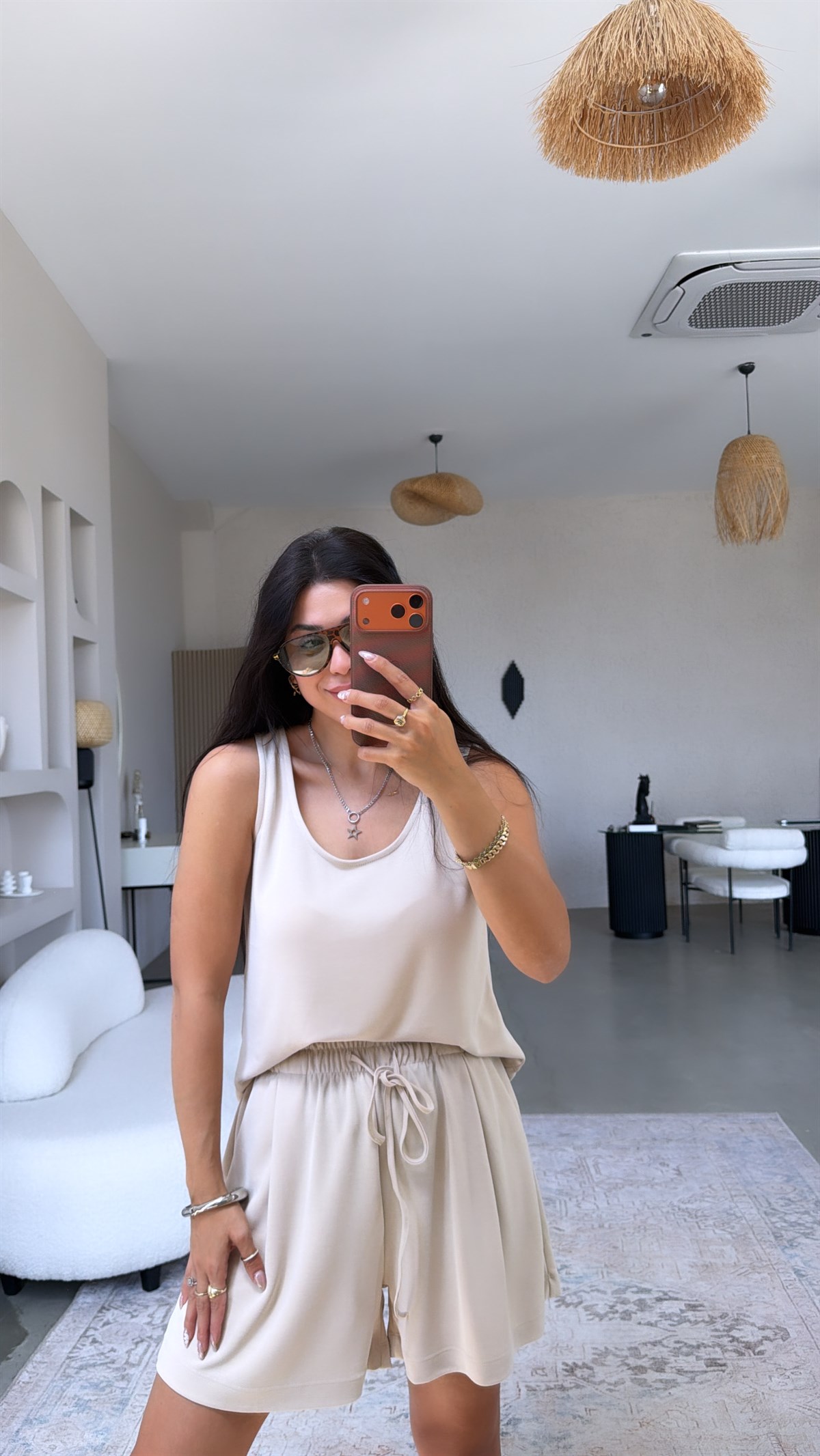 Bej Şort Atlet Pike Modal Premium Takım