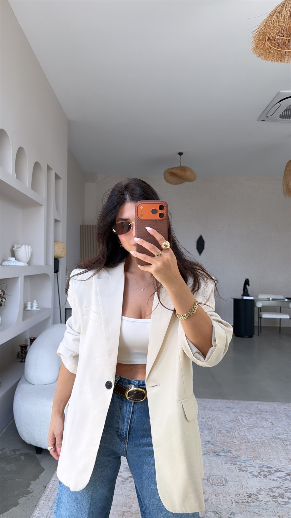 Bej Tensel Astarlı Premium Baharlık Ceket