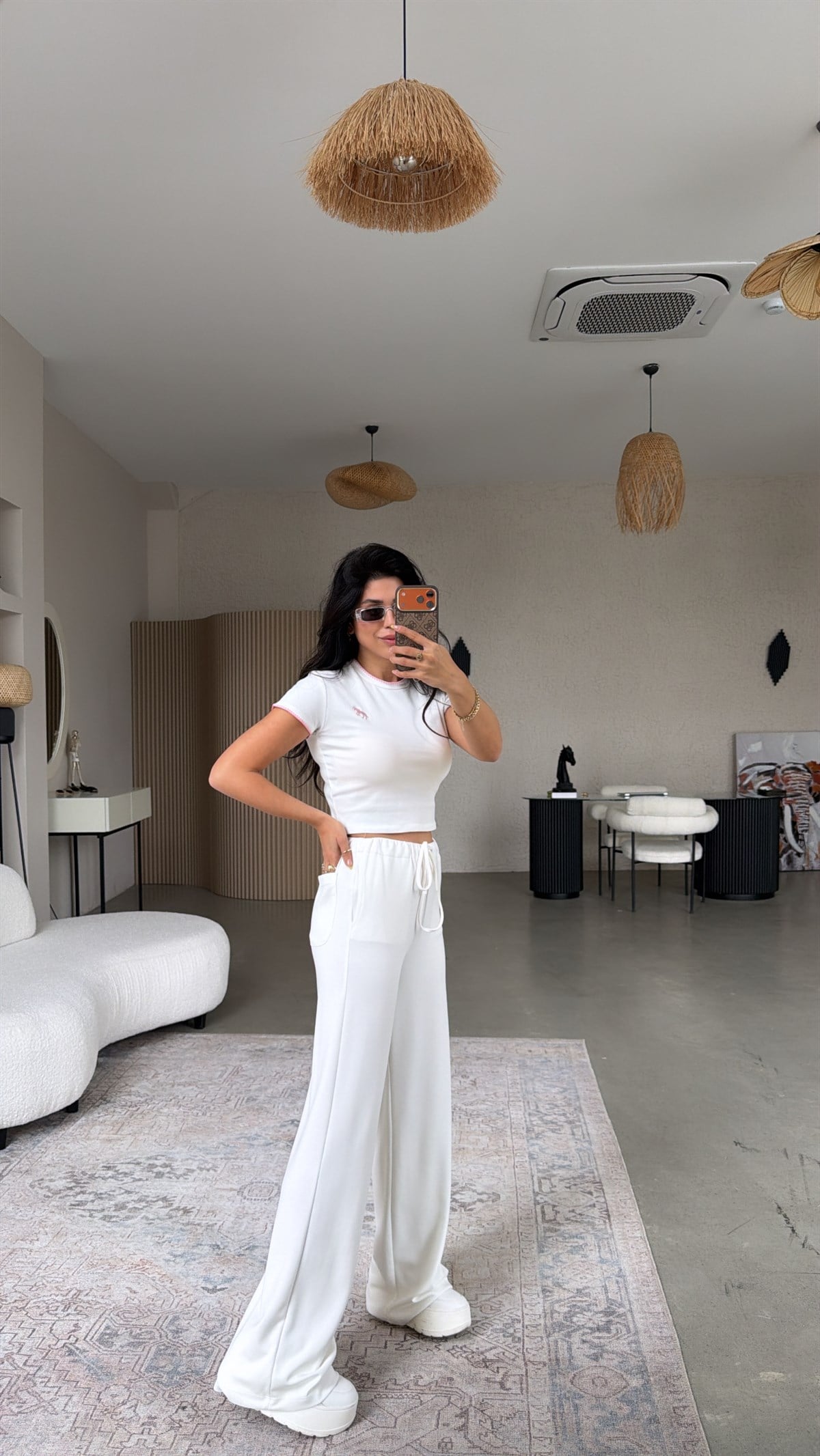 Beyaz Basic Modal Eşofman