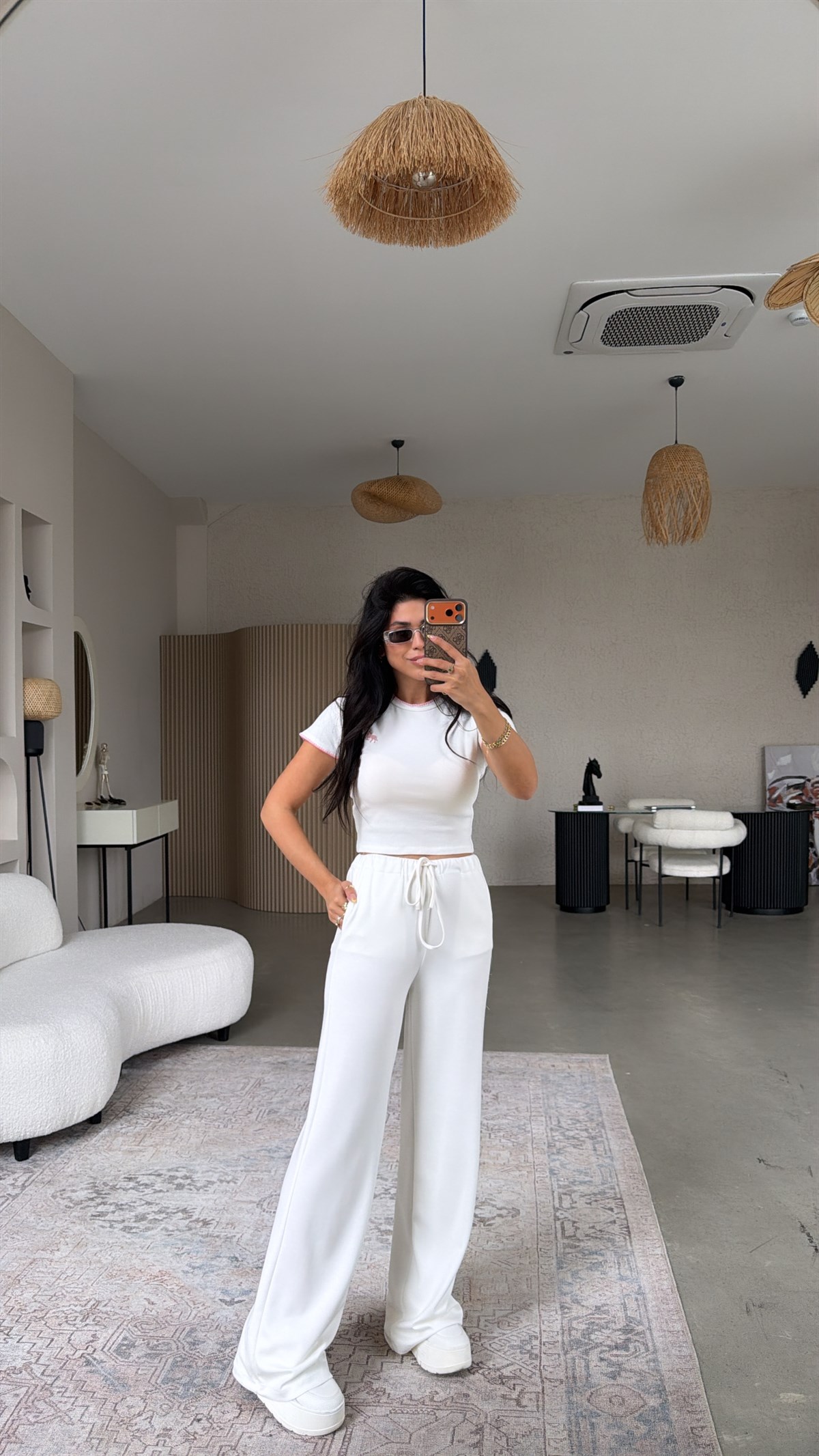 Beyaz Basic Modal Eşofman