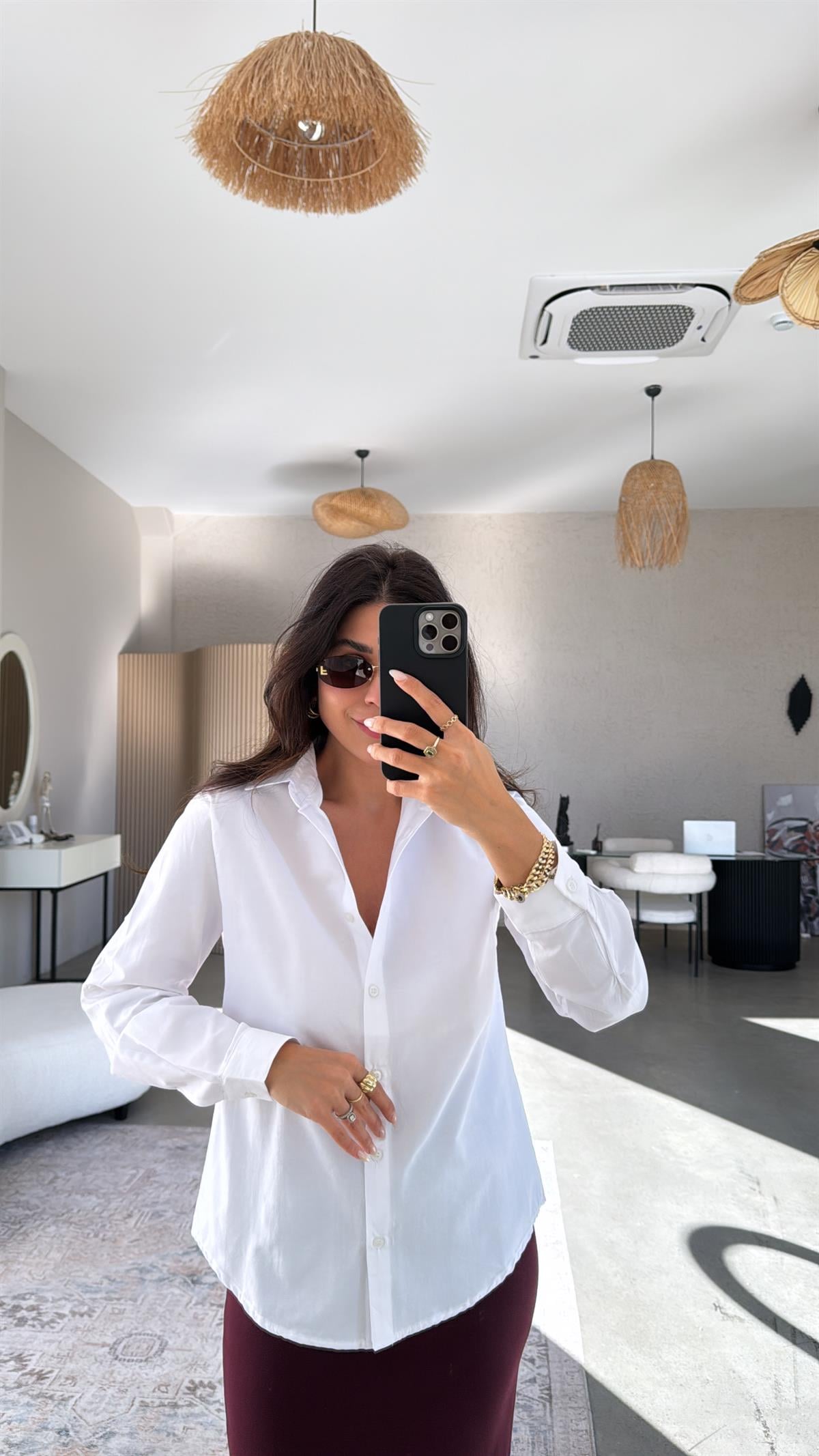 Beyaz Basic Poplin Gömlek