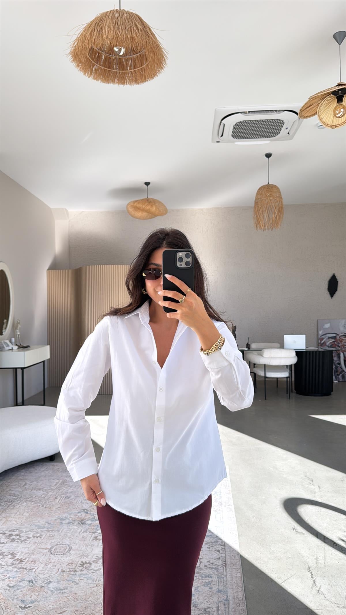 Beyaz Basic Poplin Gömlek