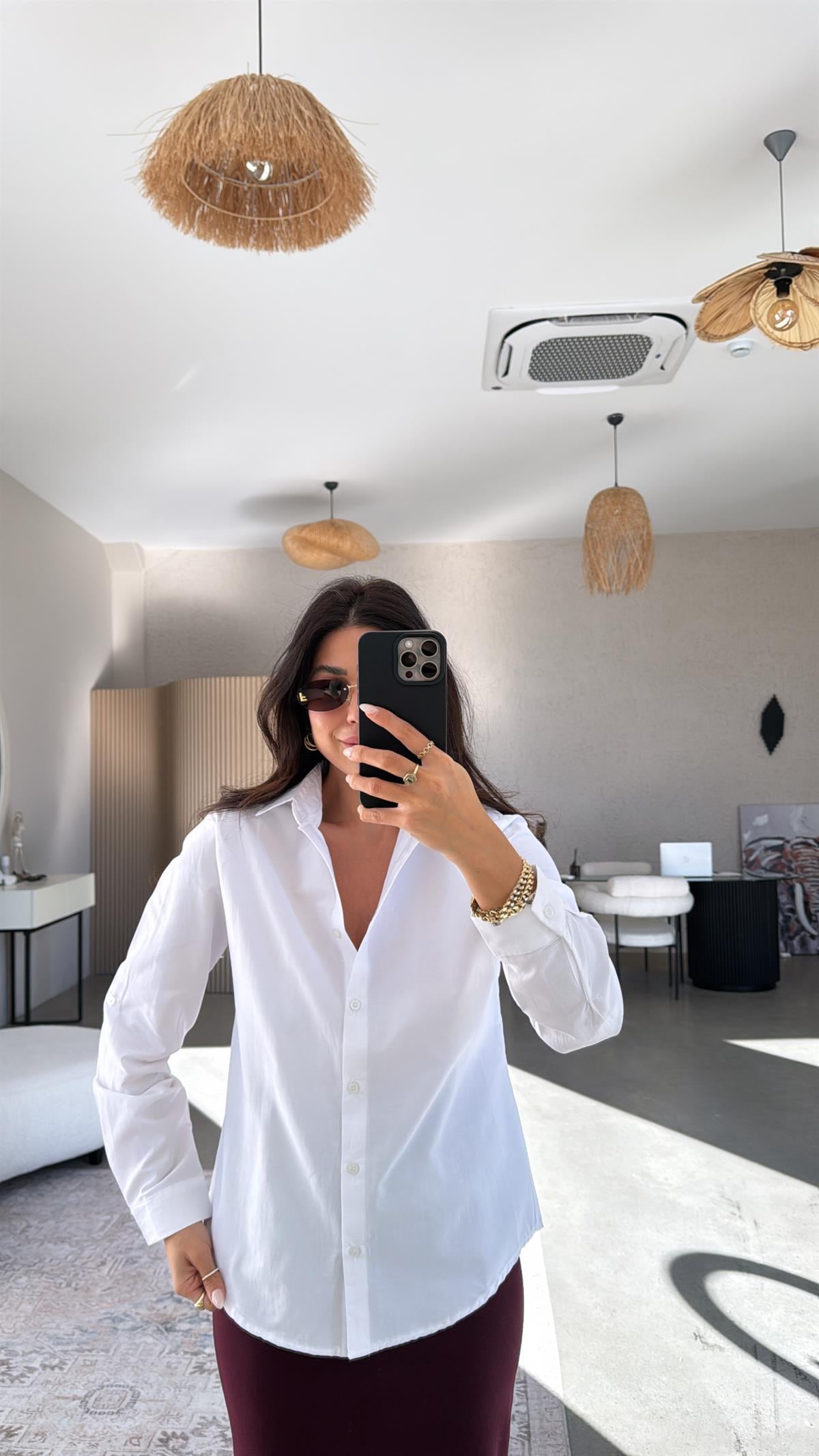 Beyaz Basic Poplin Gömlek