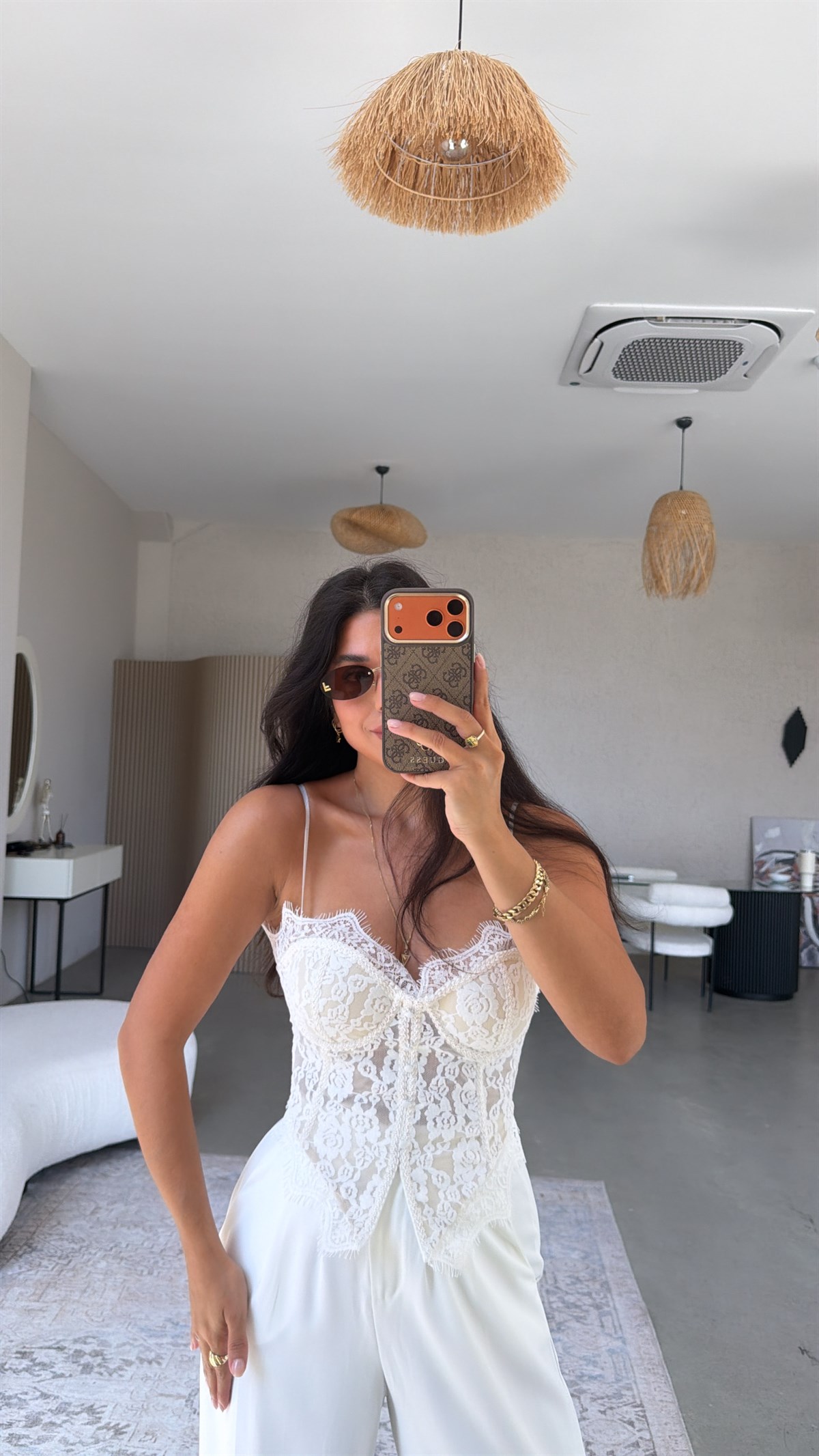Beyaz Dantel Detaylı Premium Korse