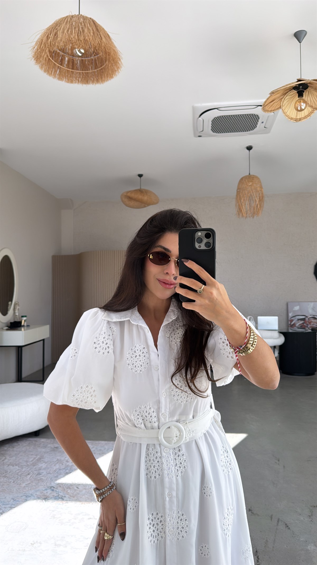 Beyaz Fisto Premium Tam Astarlı Elbise