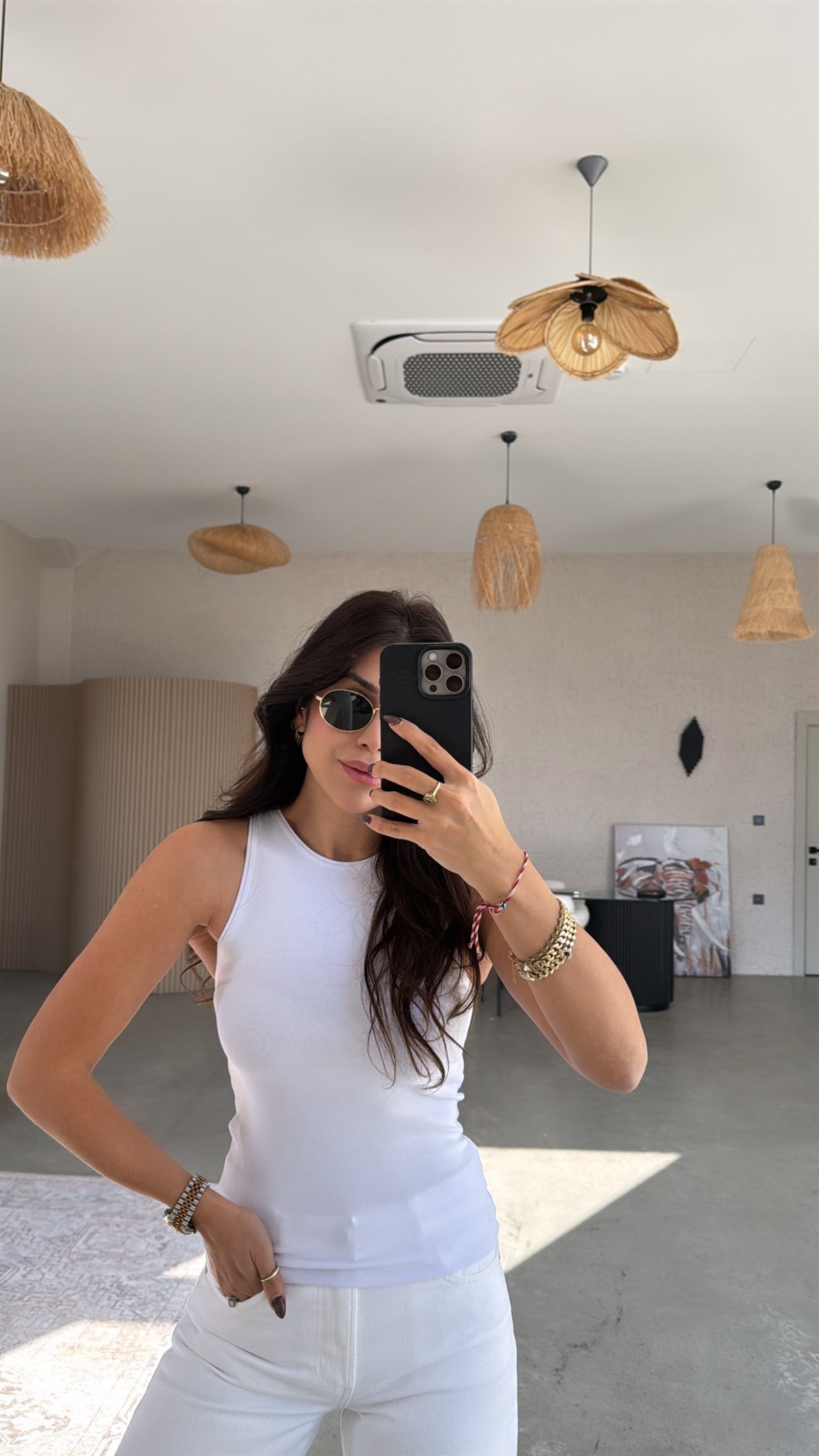 Beyaz Halter Yaka Pamuk Atlet