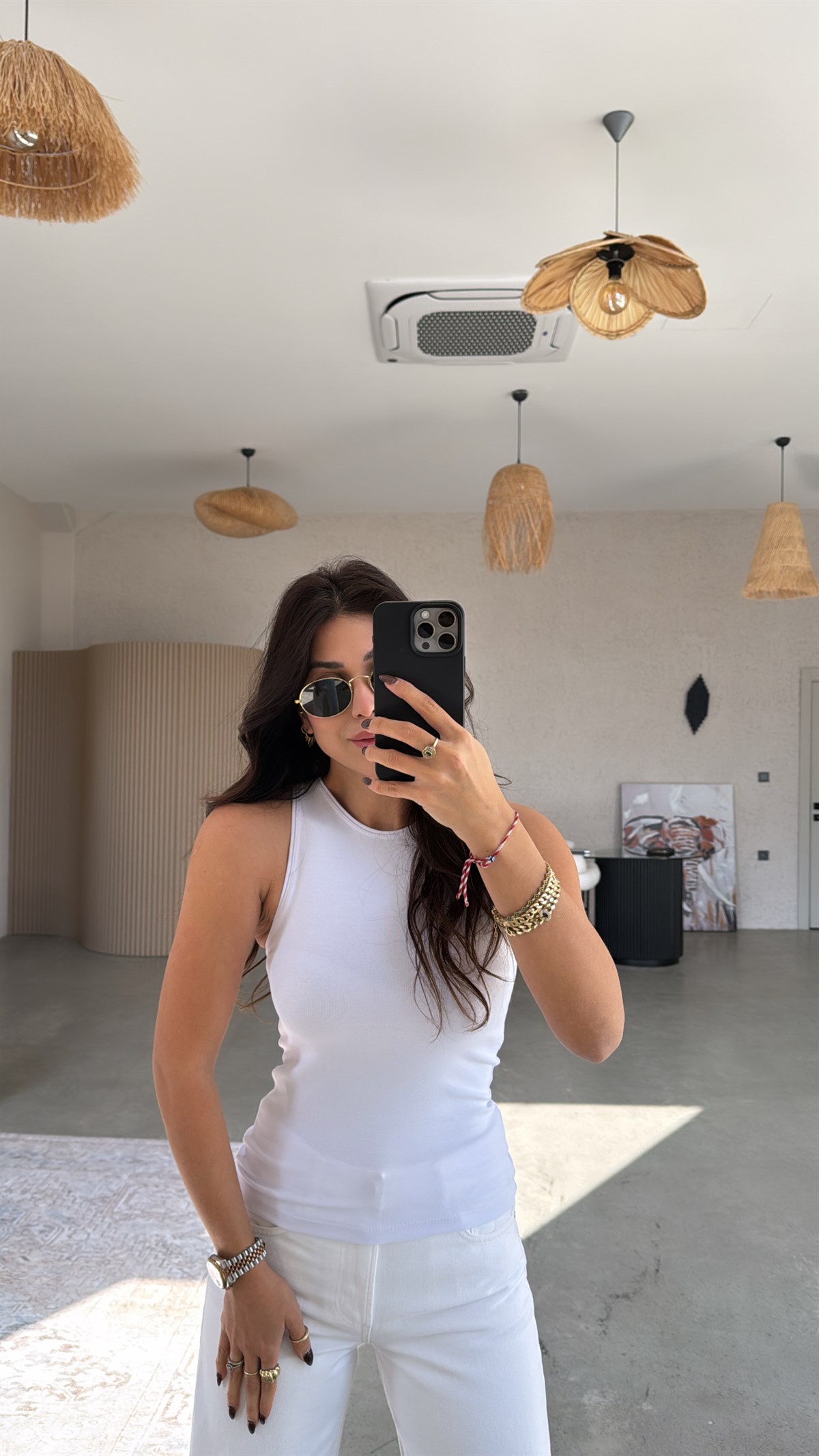 Beyaz Halter Yaka Pamuk Atlet