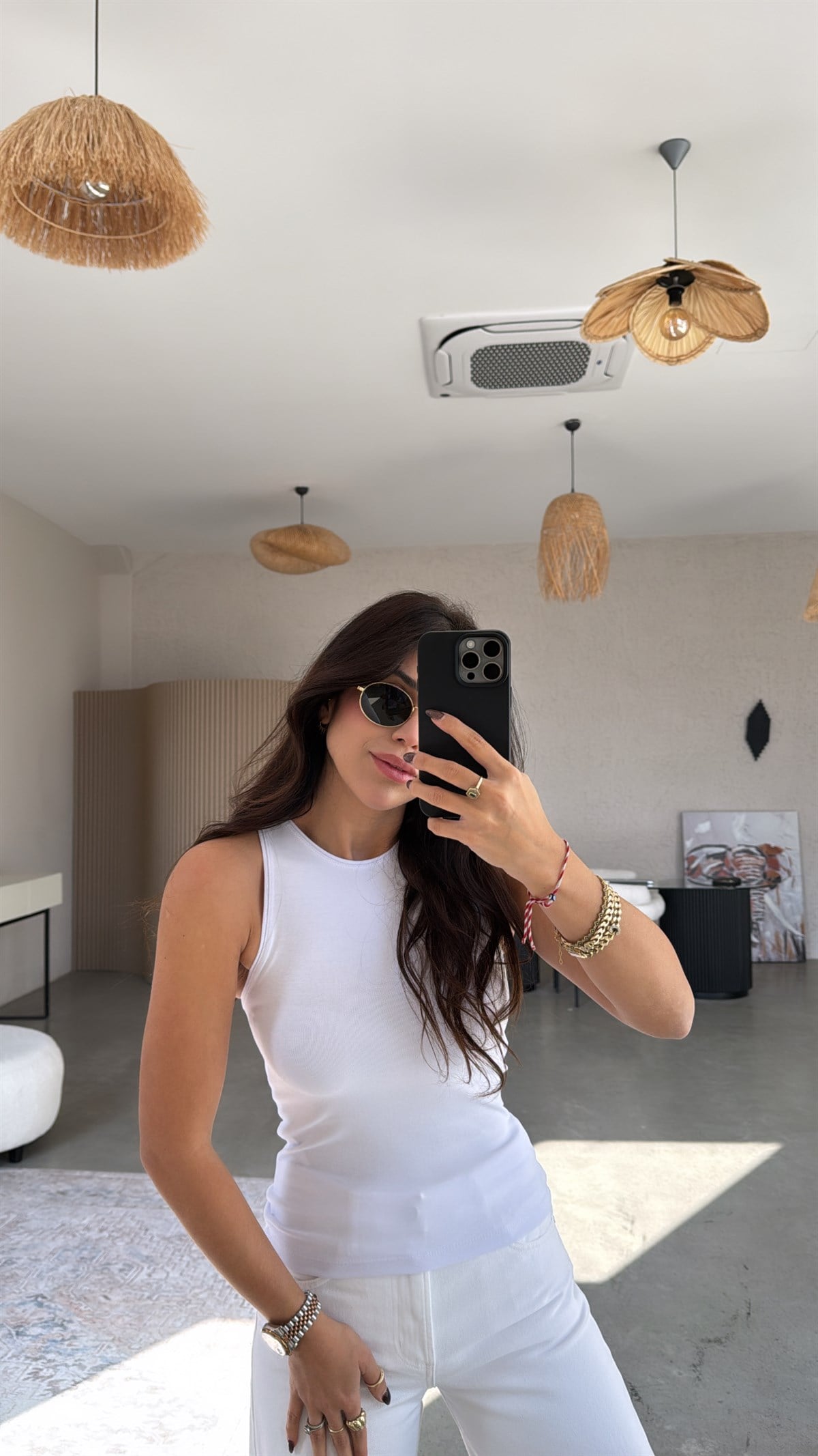 Beyaz Halter Yaka Pamuk Atlet