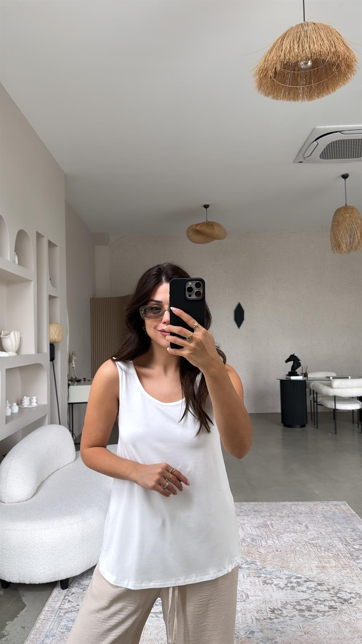 Beyaz Kalın Askı Salaş Atlet