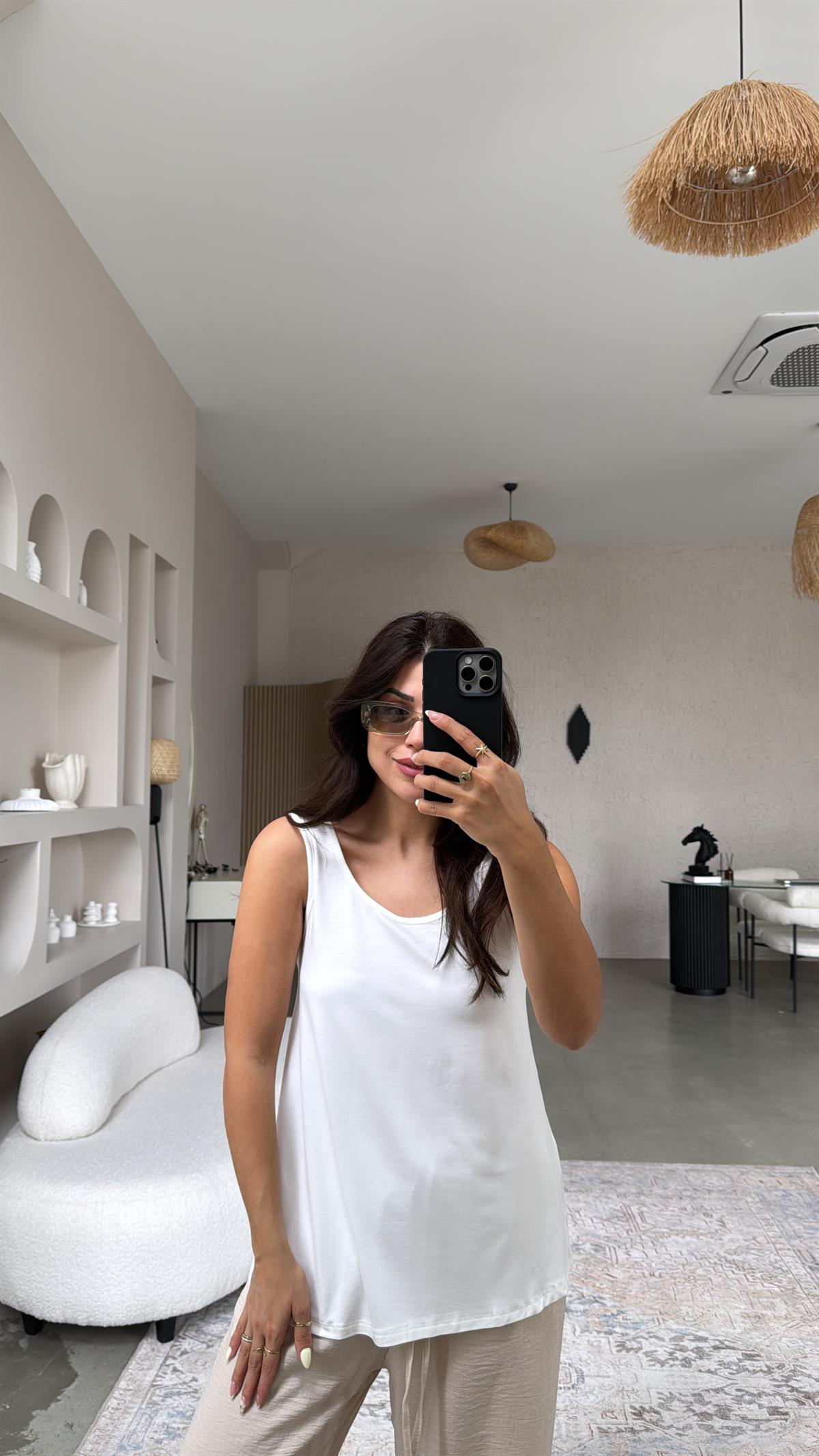 Beyaz Kalın Askı Salaş Atlet