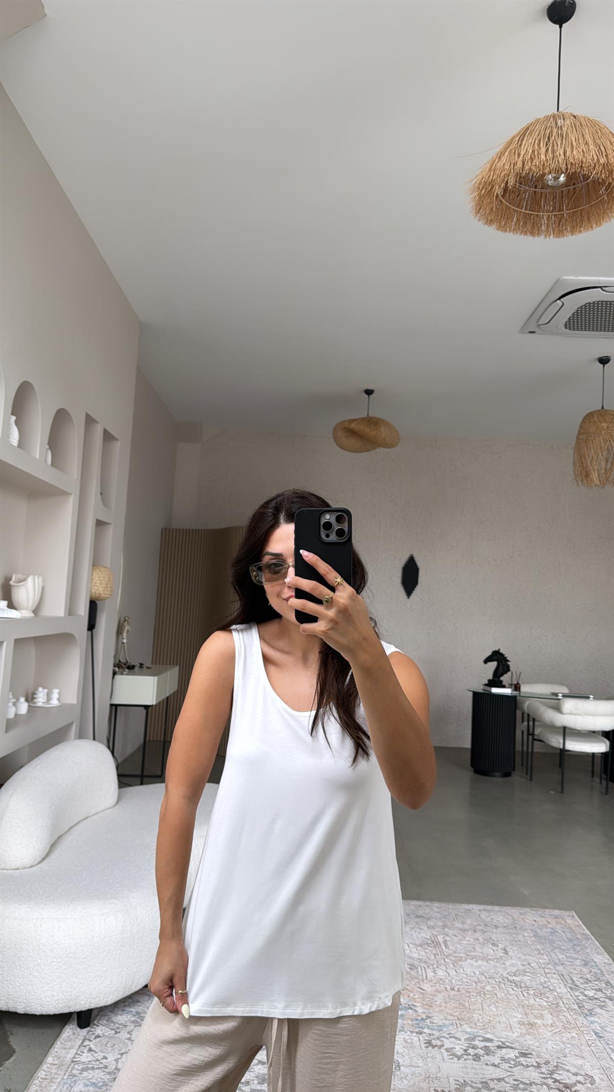 Beyaz Kalın Askı Salaş Atlet