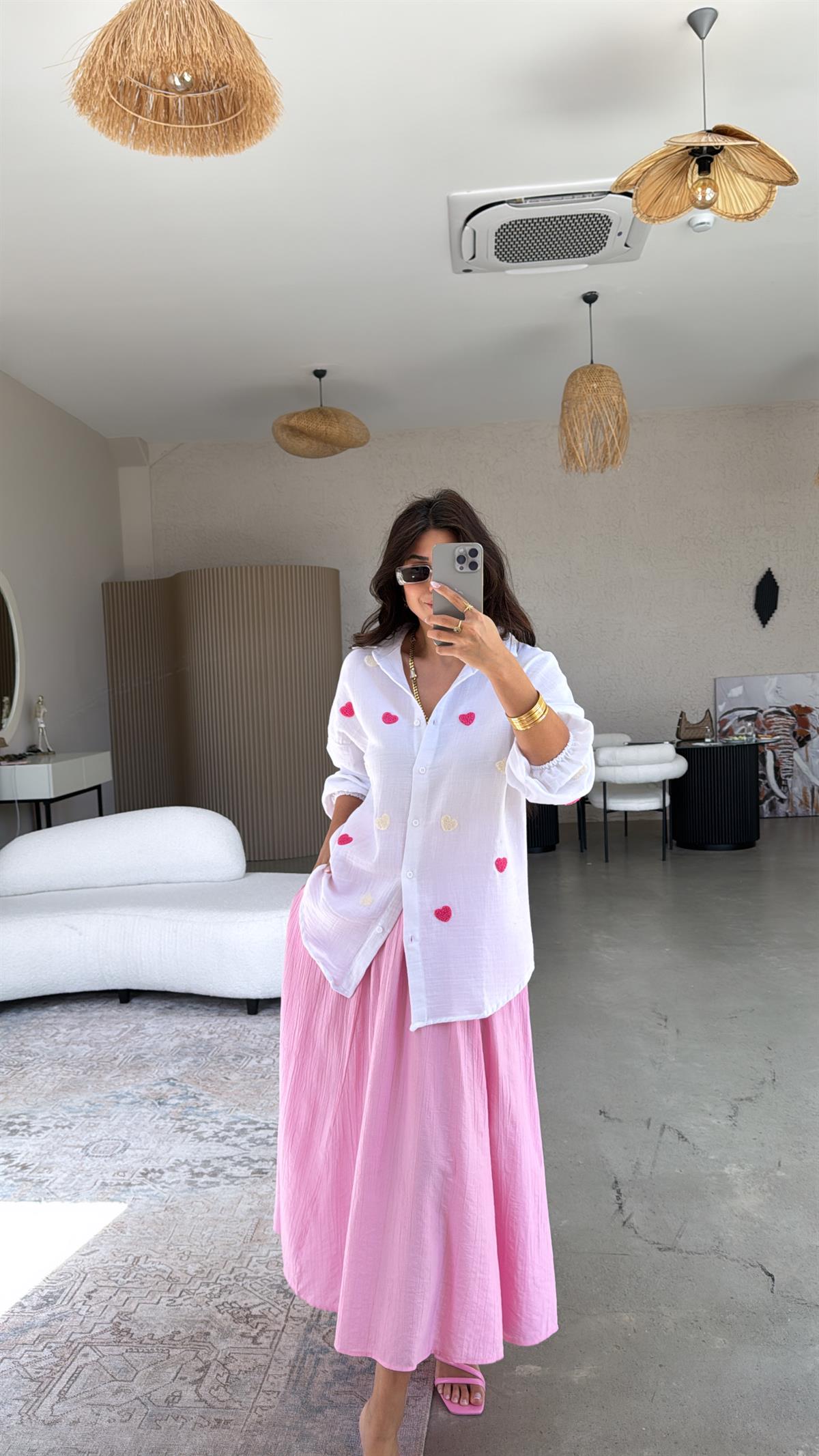 Beyaz Kalpli Müslin Gömlek