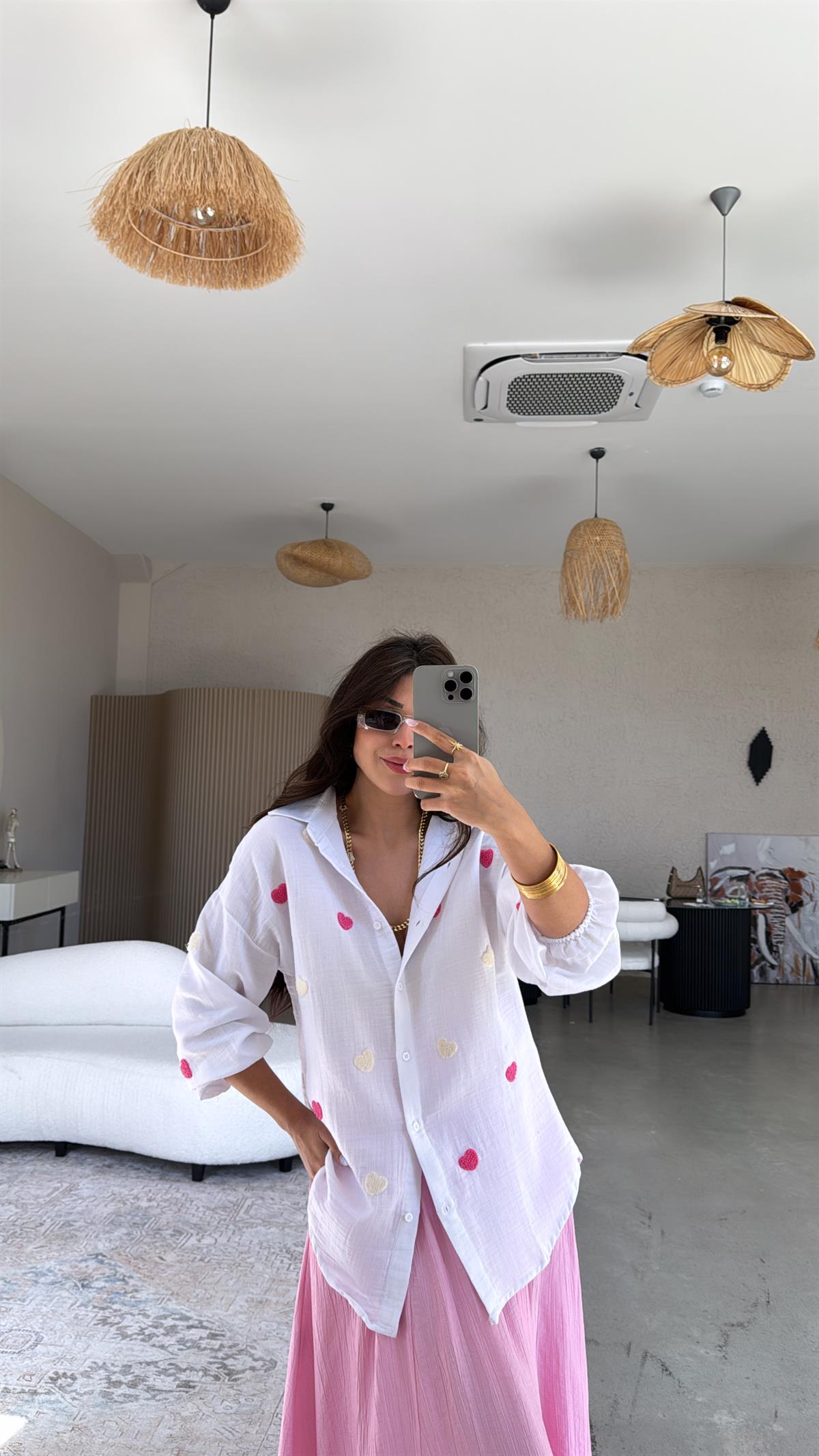 Beyaz Kalpli Müslin Gömlek