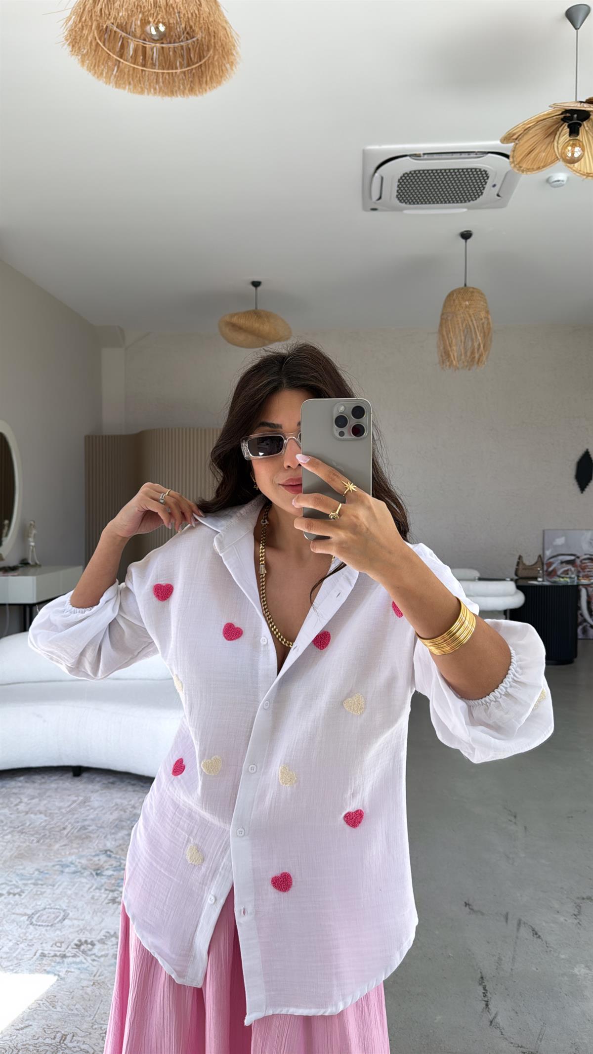 Beyaz Kalpli Müslin Gömlek