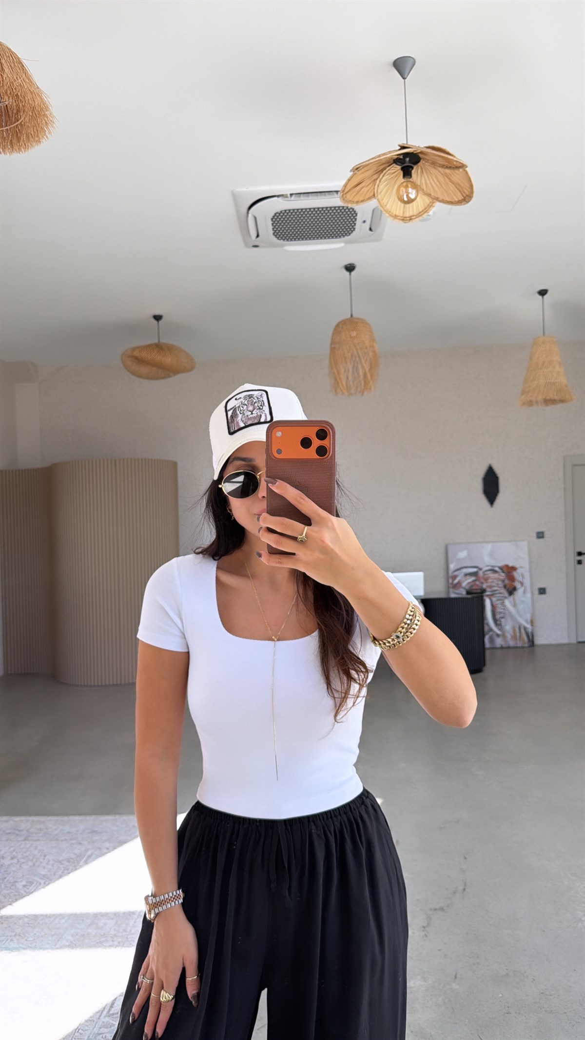 Beyaz Kare Yaka Basic Pamuklu Crop Tshirt