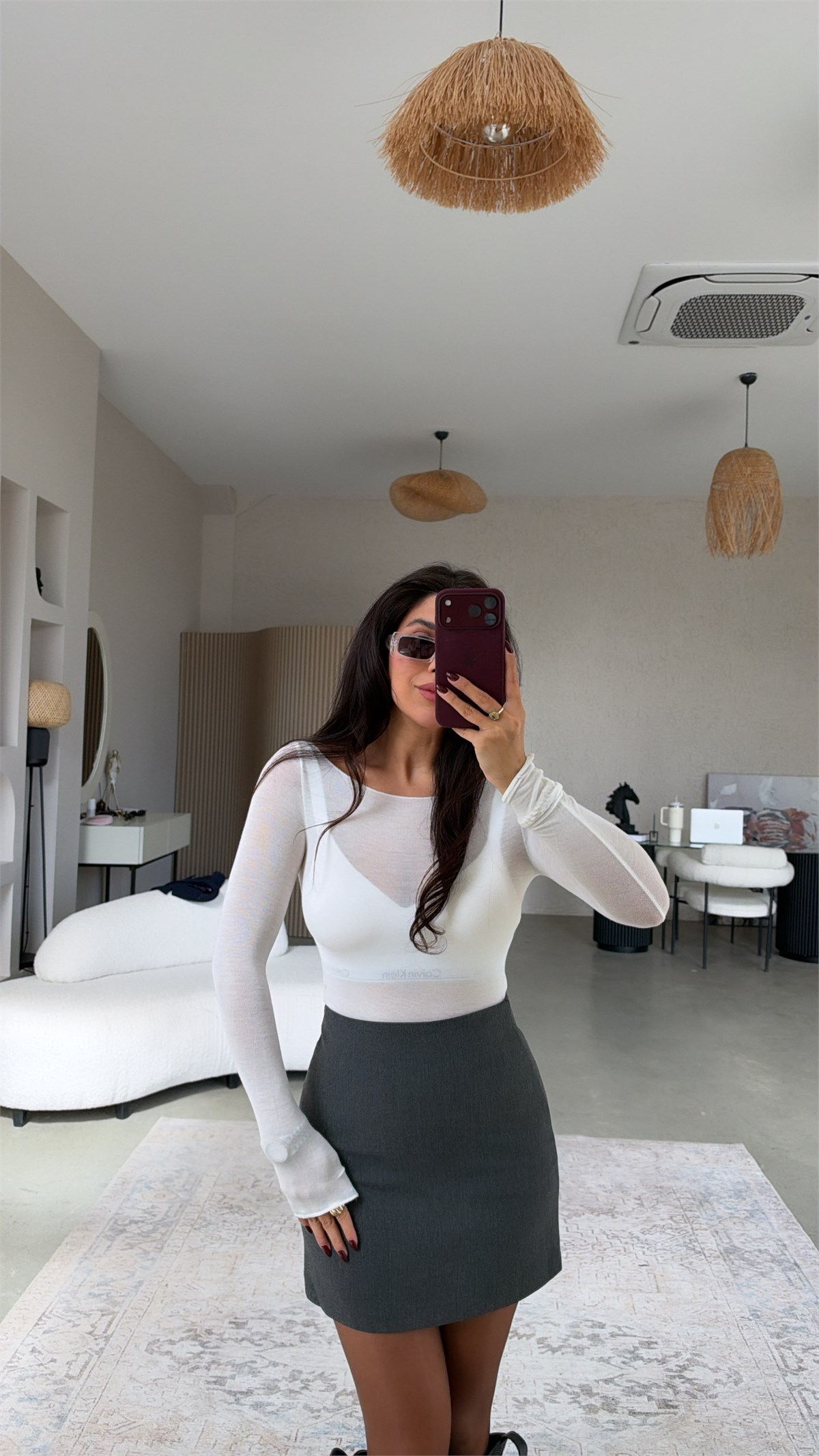 Beyaz Kaşmir Transparan Bluz