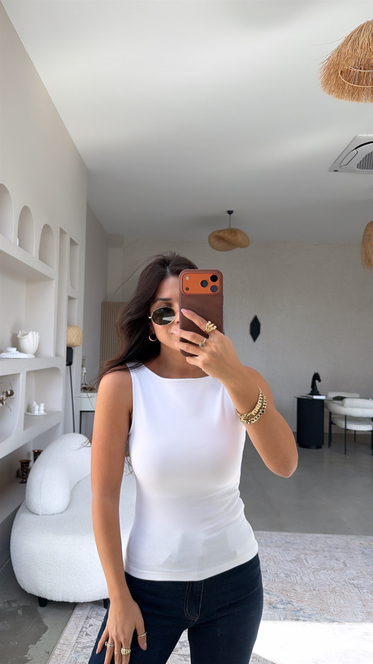 Beyaz Kayık Yaka Pamuk Atlet