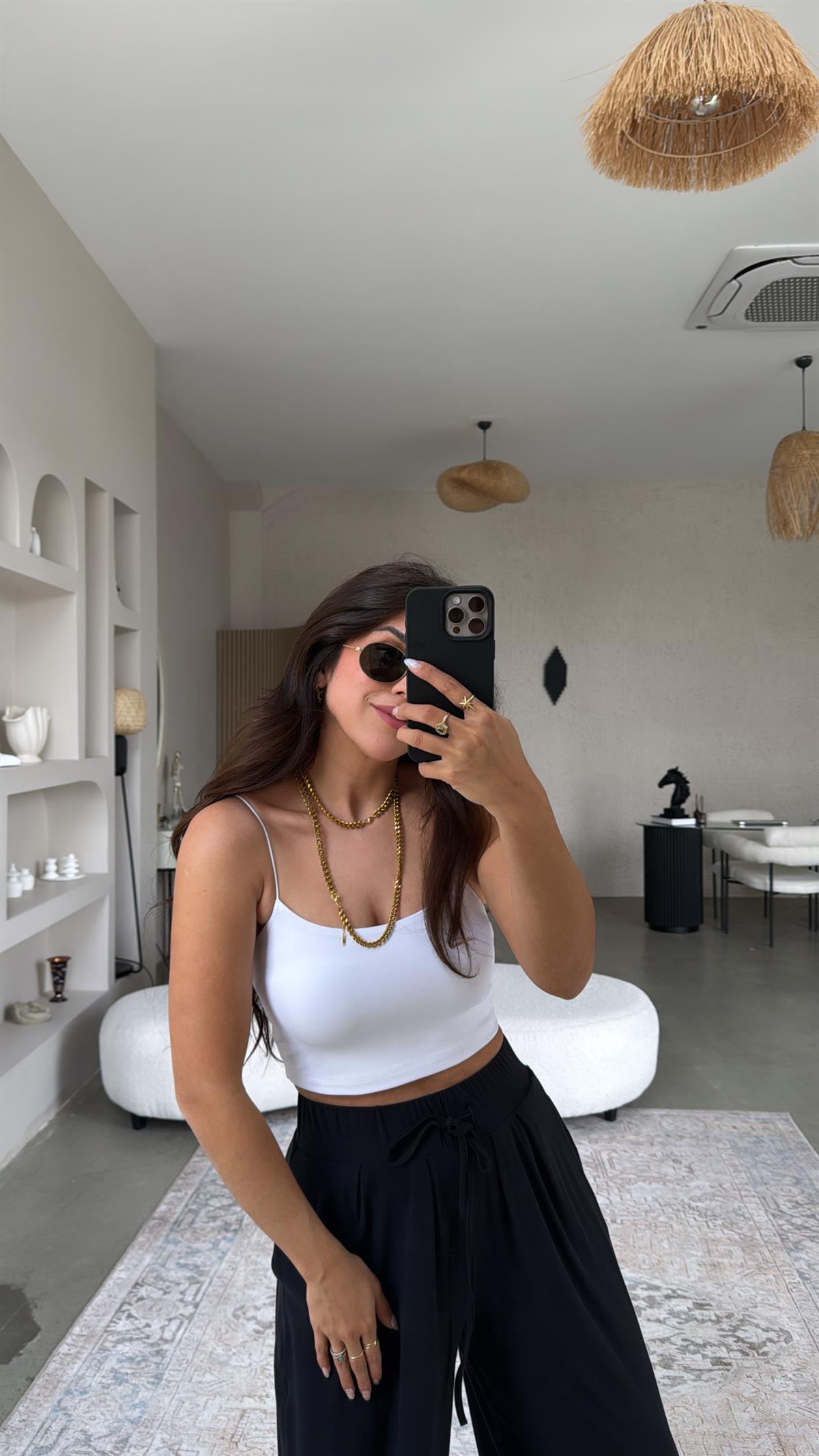 Beyaz Lastik Askı Crop