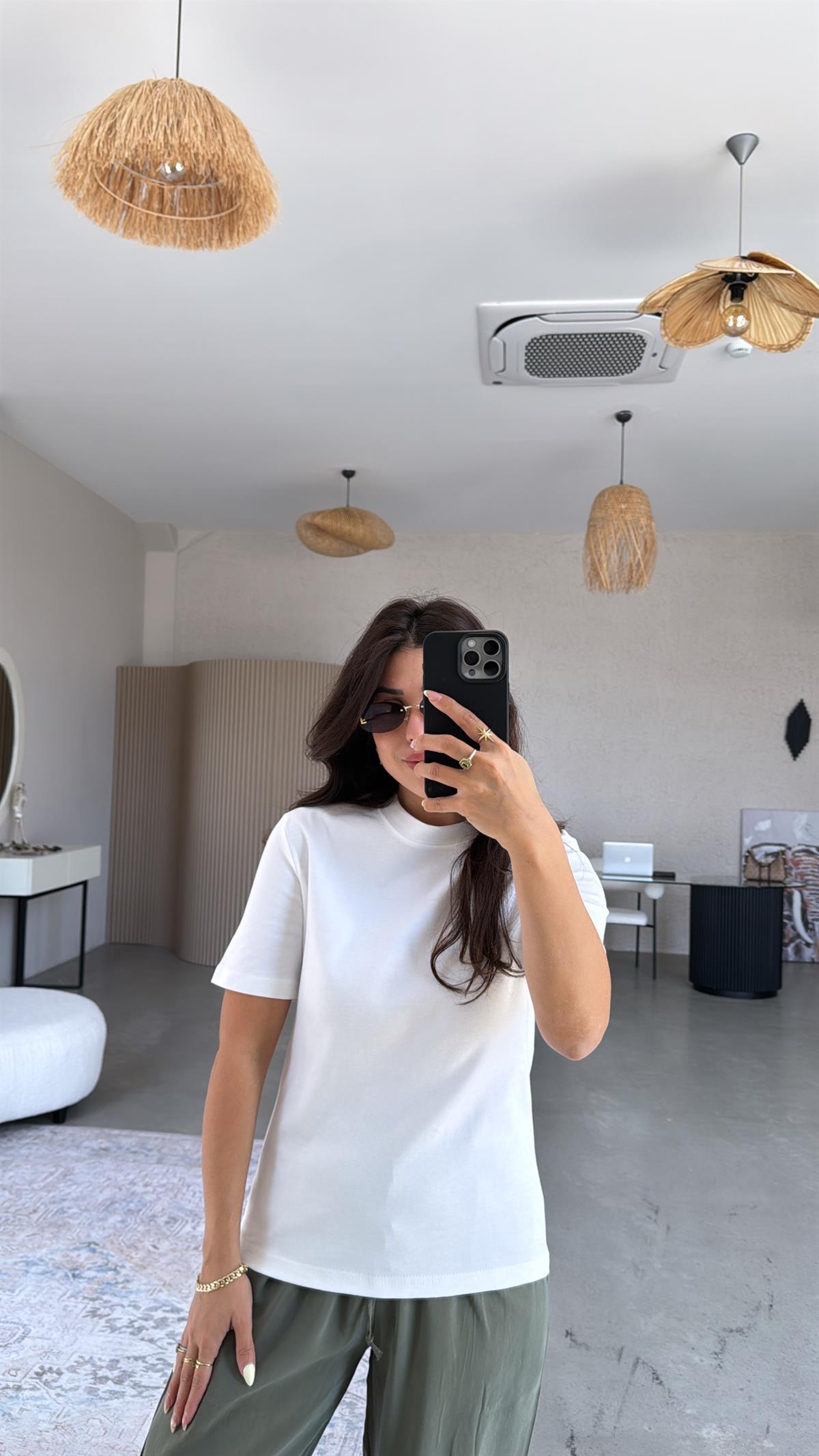 Beyaz Pamuk Massi Basic Tshirt