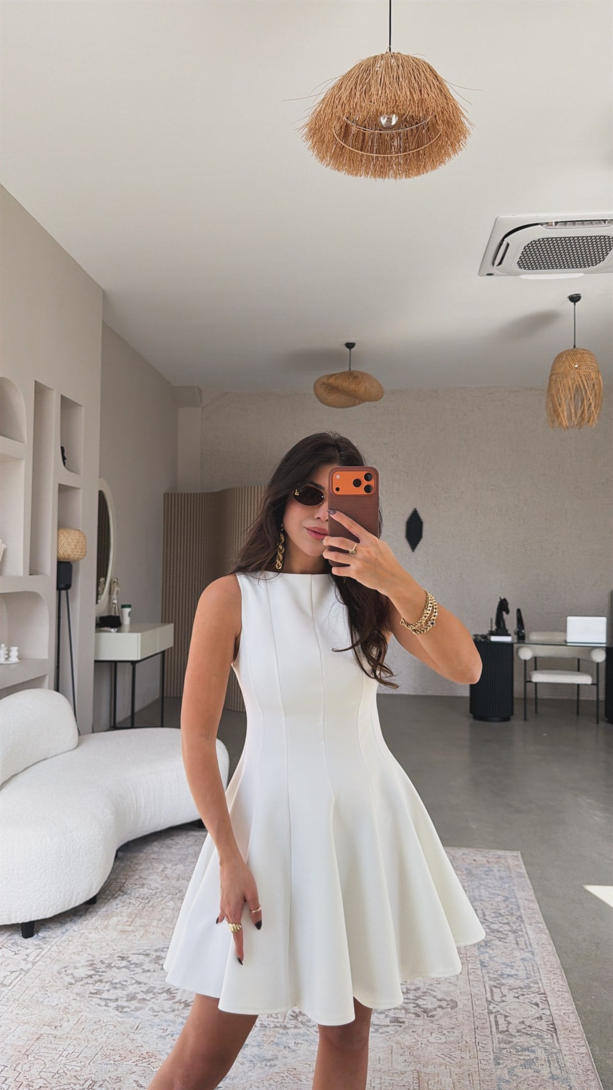 Beyaz Parçalı Kiloş Premium Moss Elbise