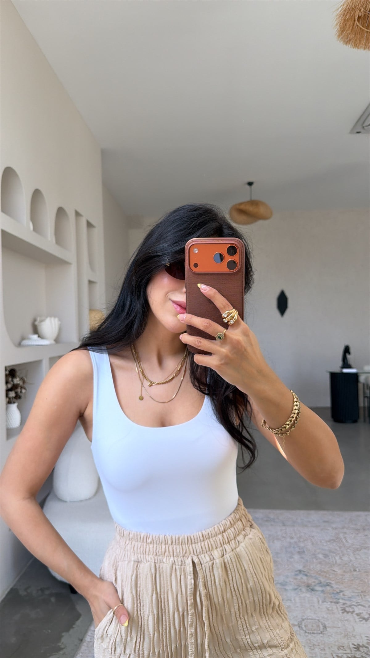 Beyaz Polyamid Kare Yaka Atlet