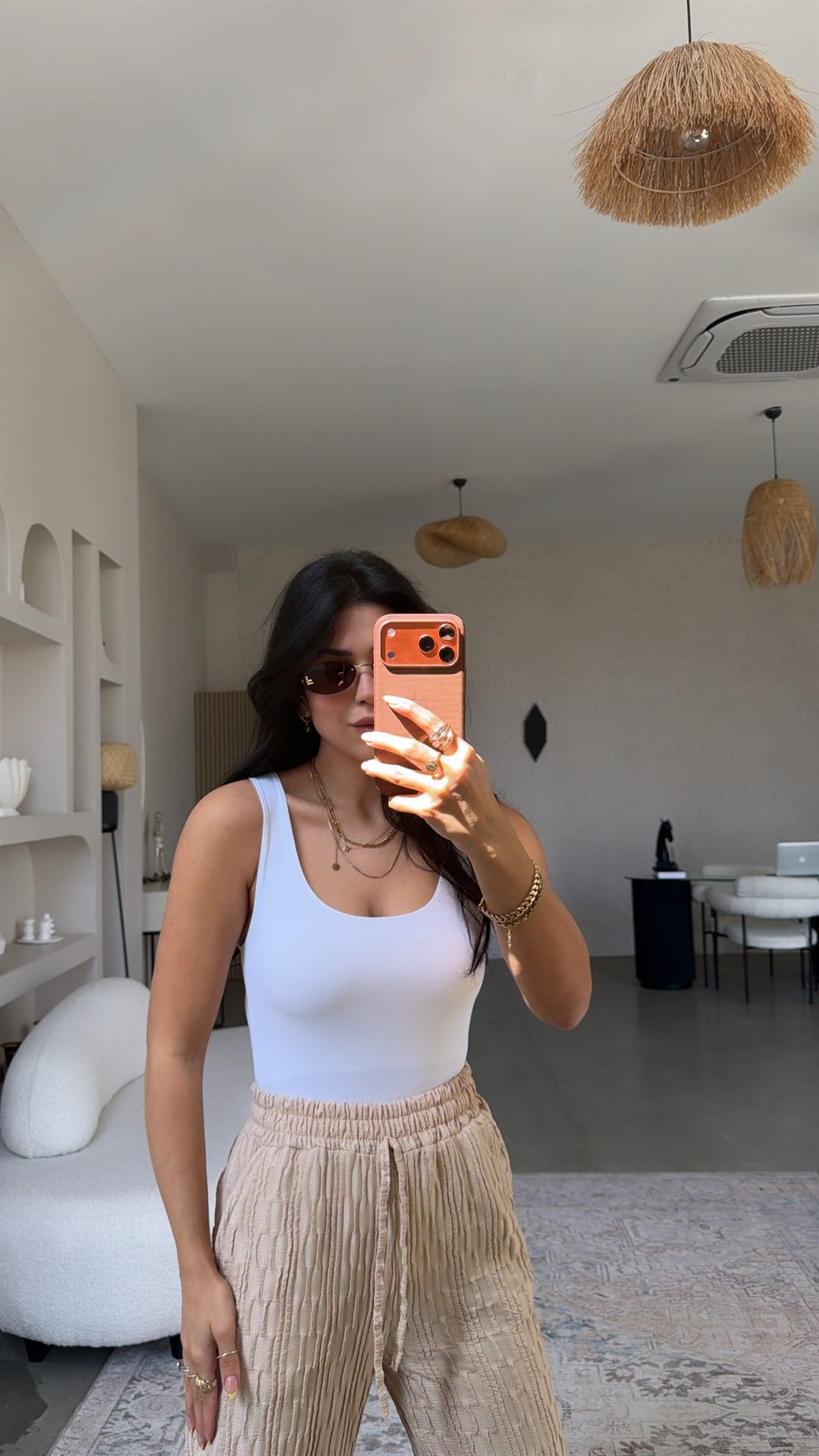 Beyaz Polyamid Kare Yaka Atlet