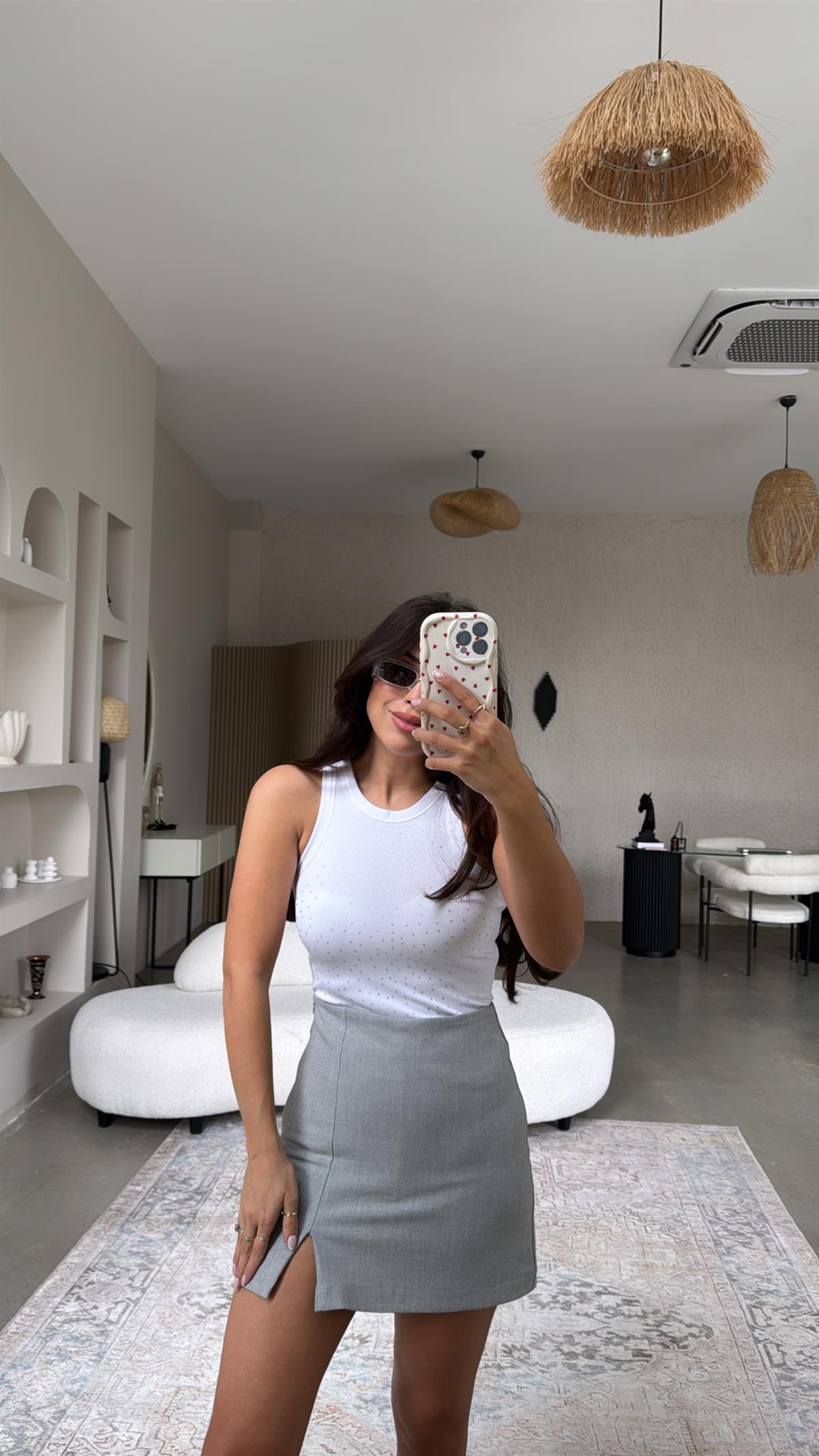 Beyaz Taşlı Ribana Atlet