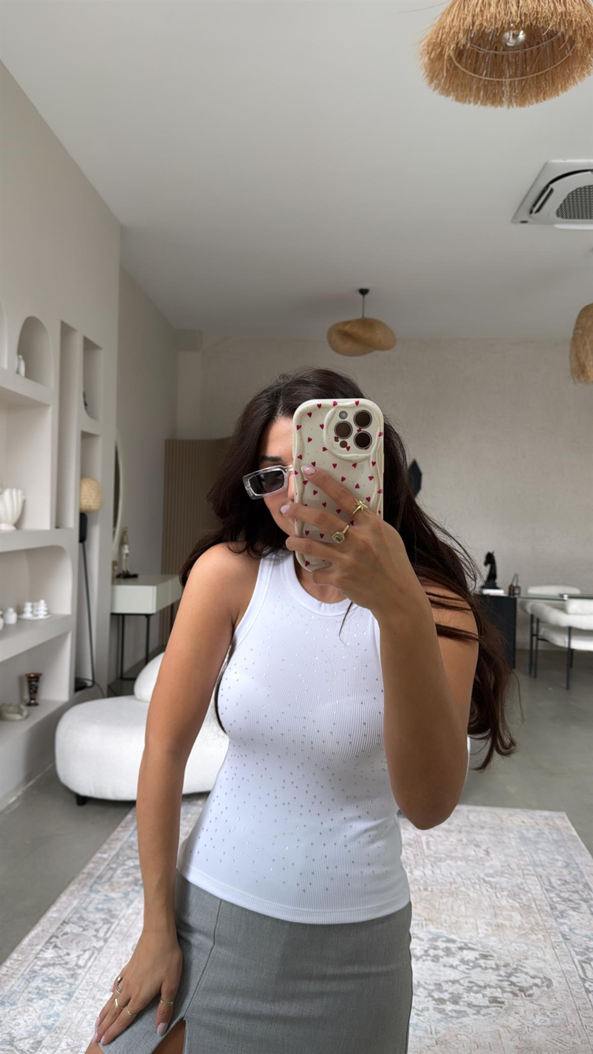 Beyaz Taşlı Ribana Atlet