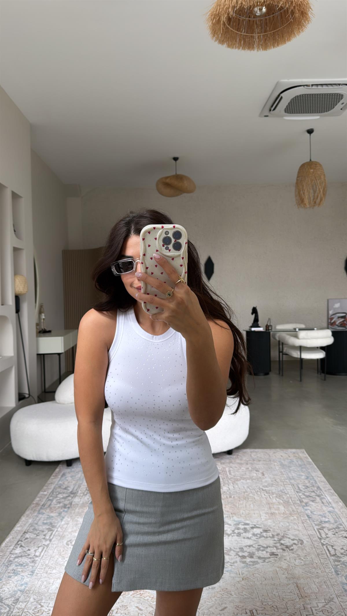 Beyaz Taşlı Ribana Atlet