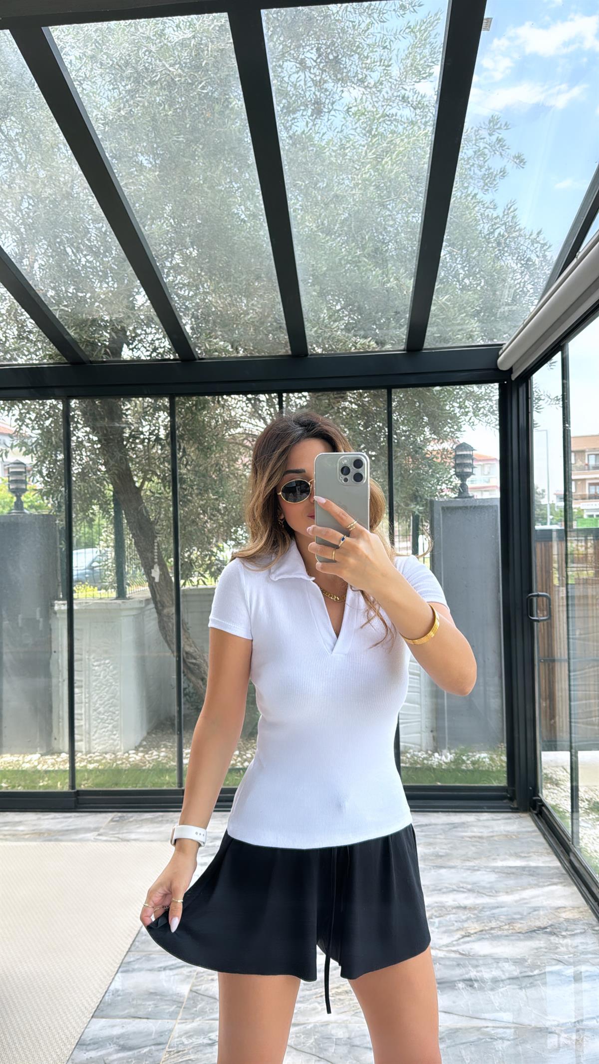 Beyaz Yakalı Ribana Tshirt