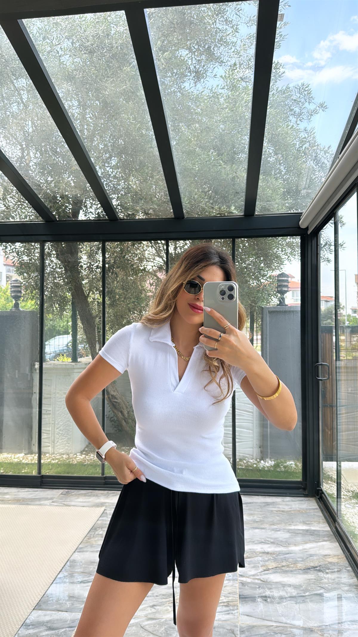 Beyaz Yakalı Ribana Tshirt