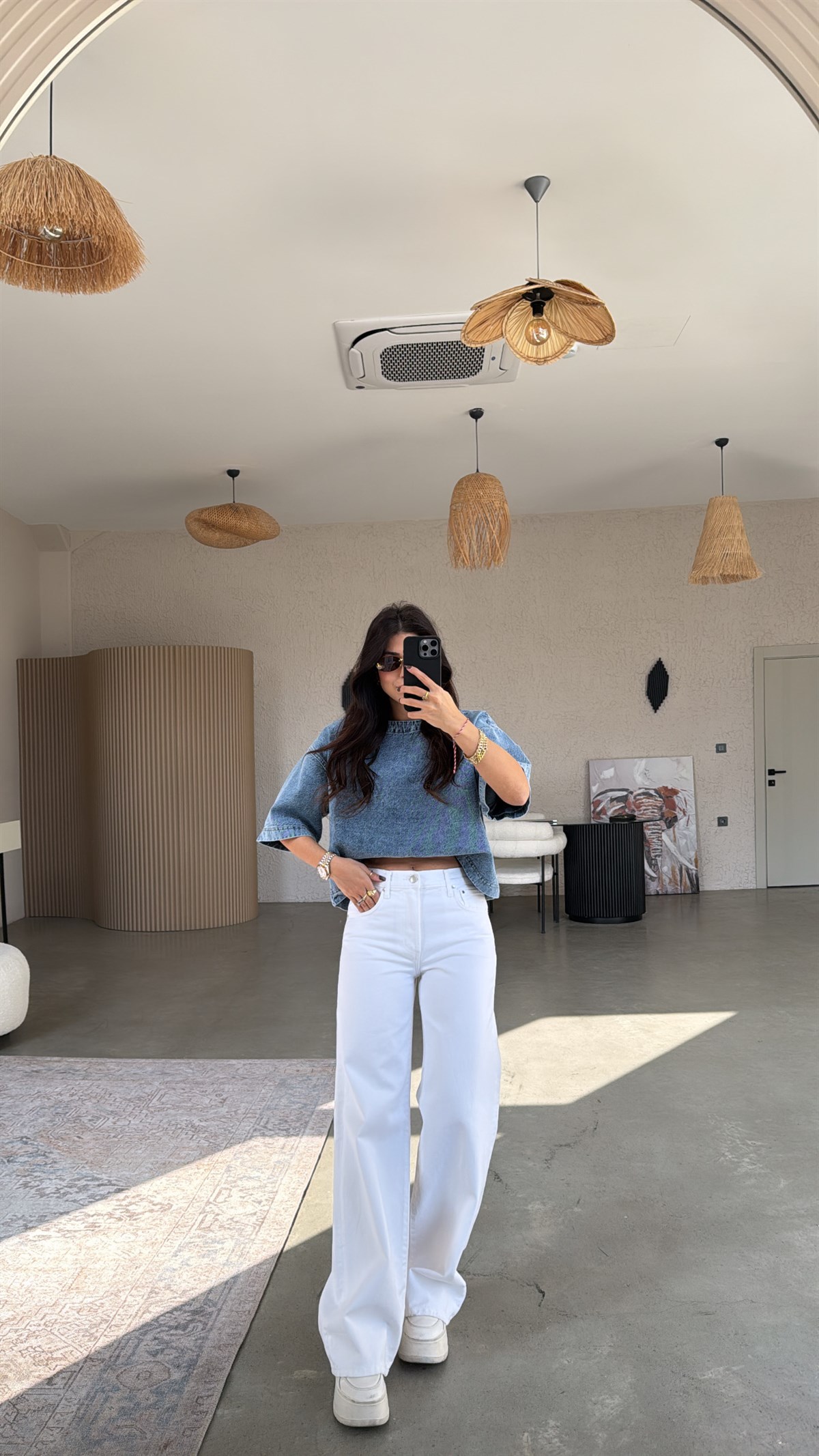 Beyaz ZR Ara Bel Orijinal Jean