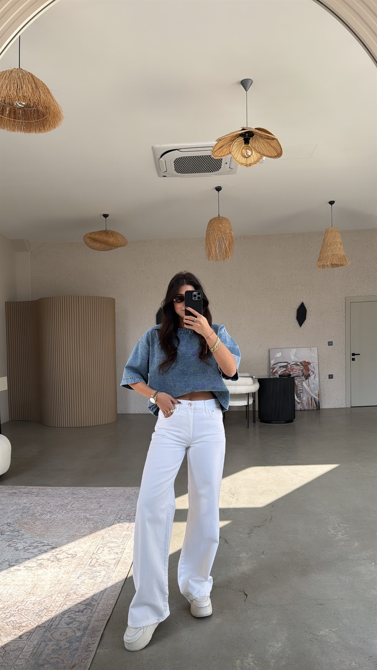 Beyaz ZR Ara Bel Orijinal Jean