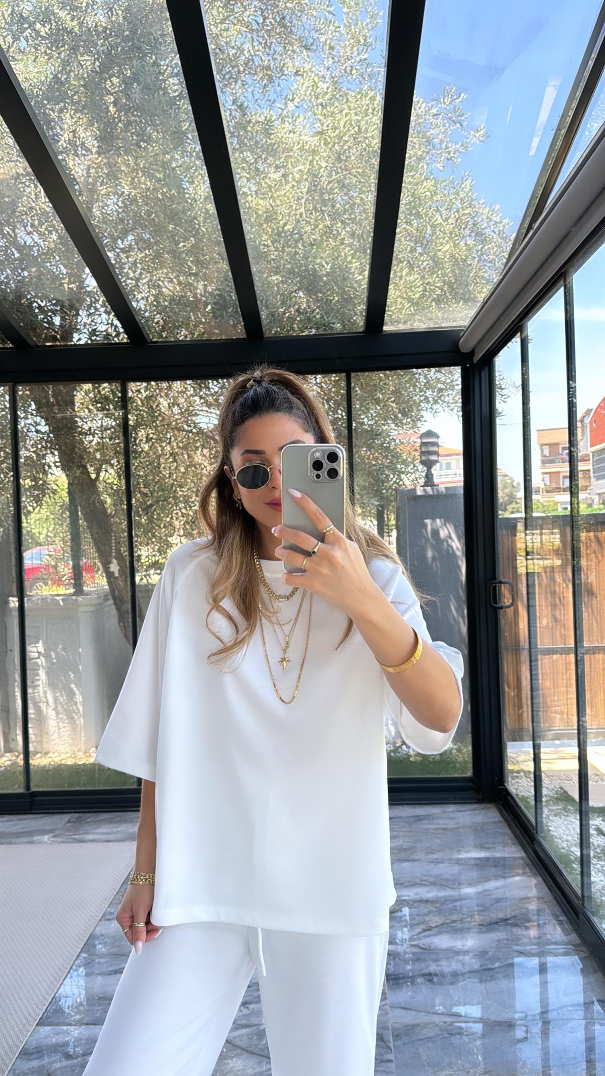 Beyaz ZR Bol Paça Basic Takım