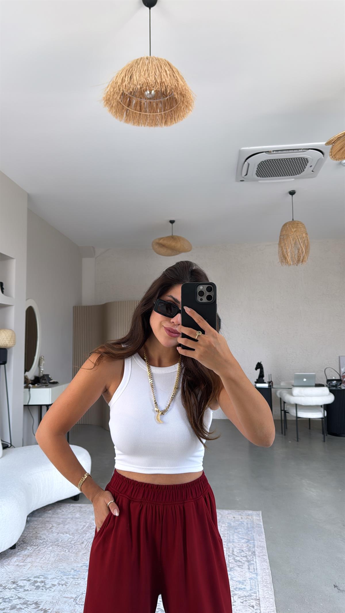 Beyaz Zr Model Crop Ribana Atlet