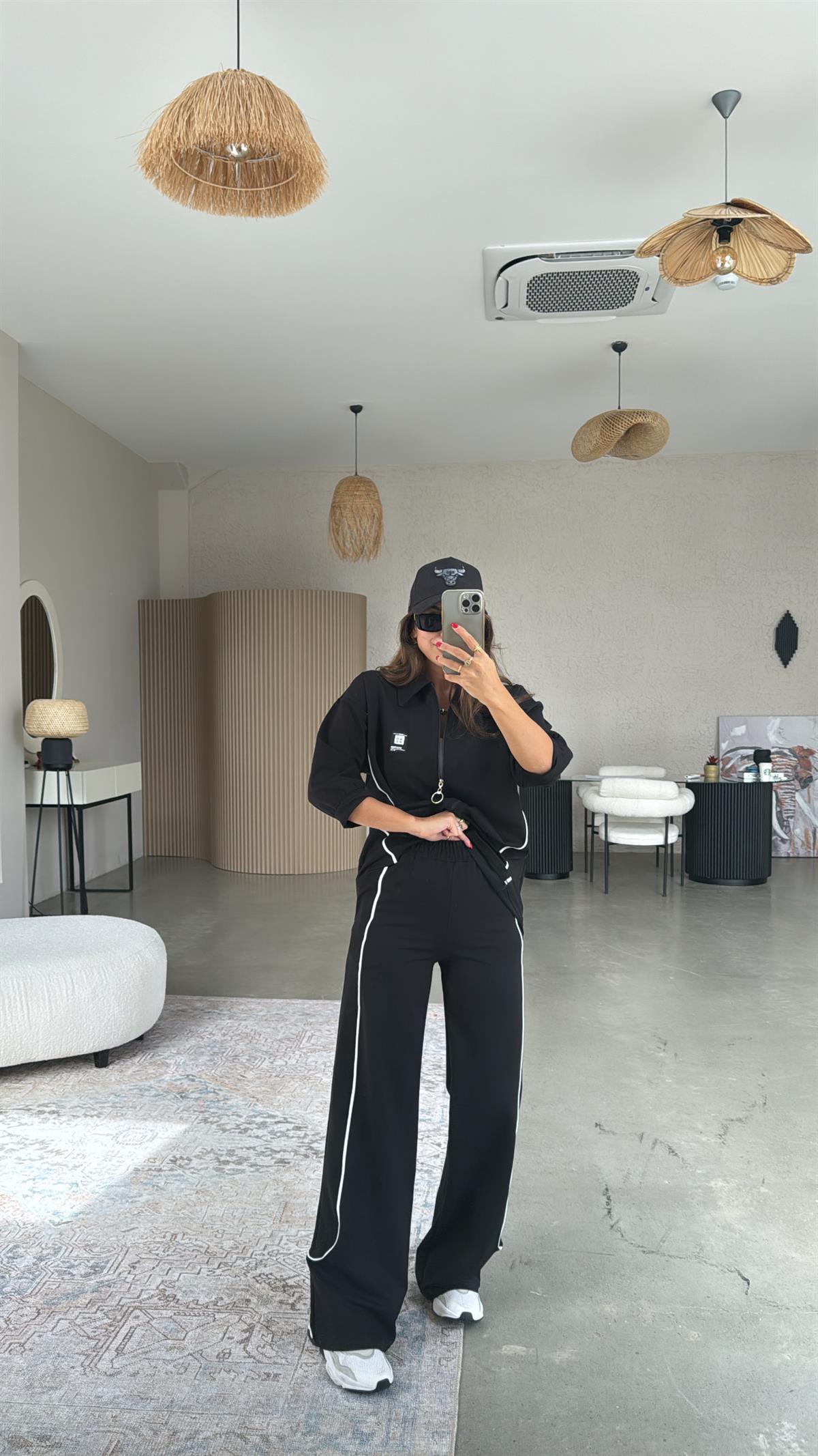 Biyeli Fermuarlı Ceketli Takım