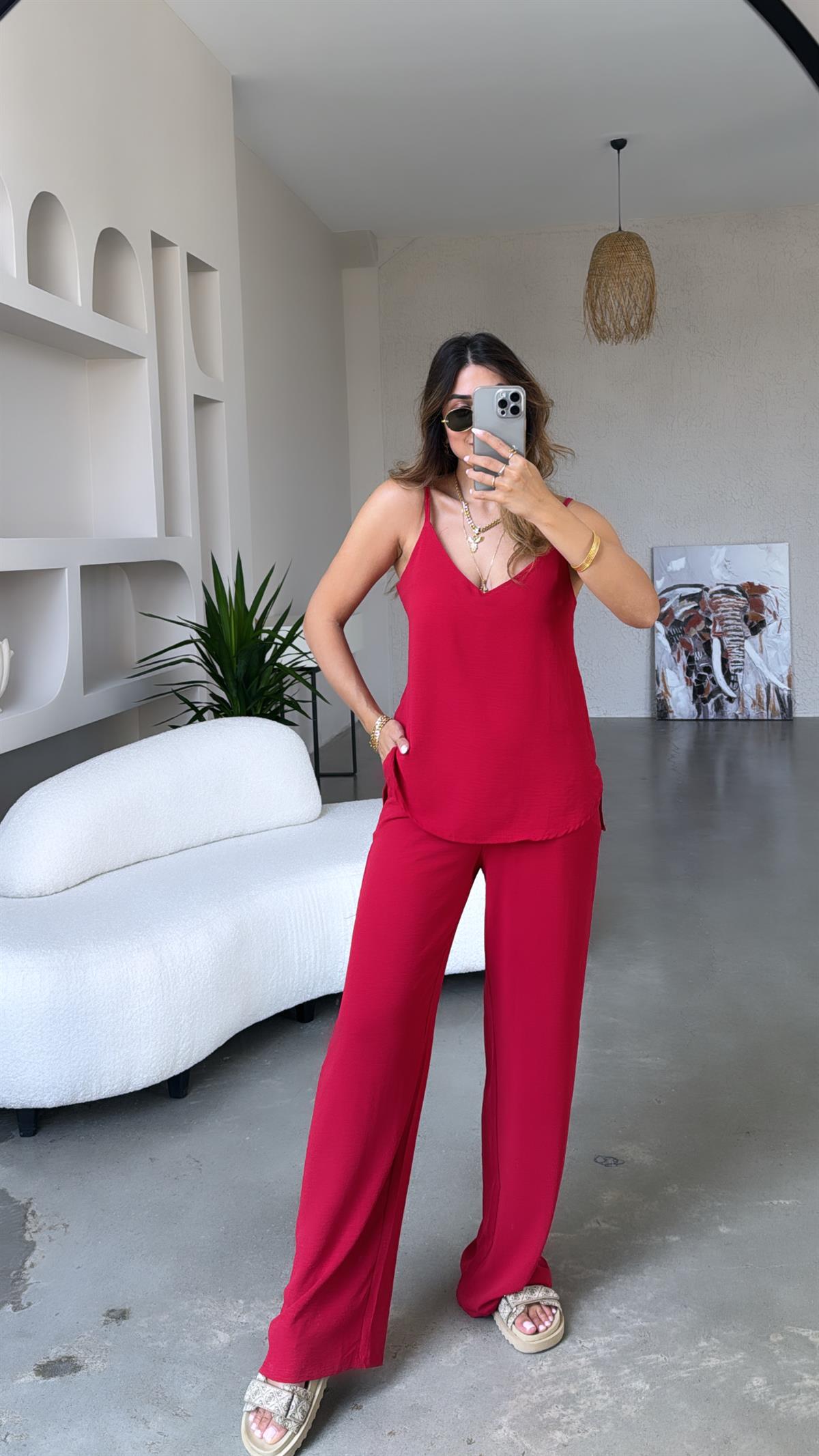 Bordo Askılı Tiril Takım